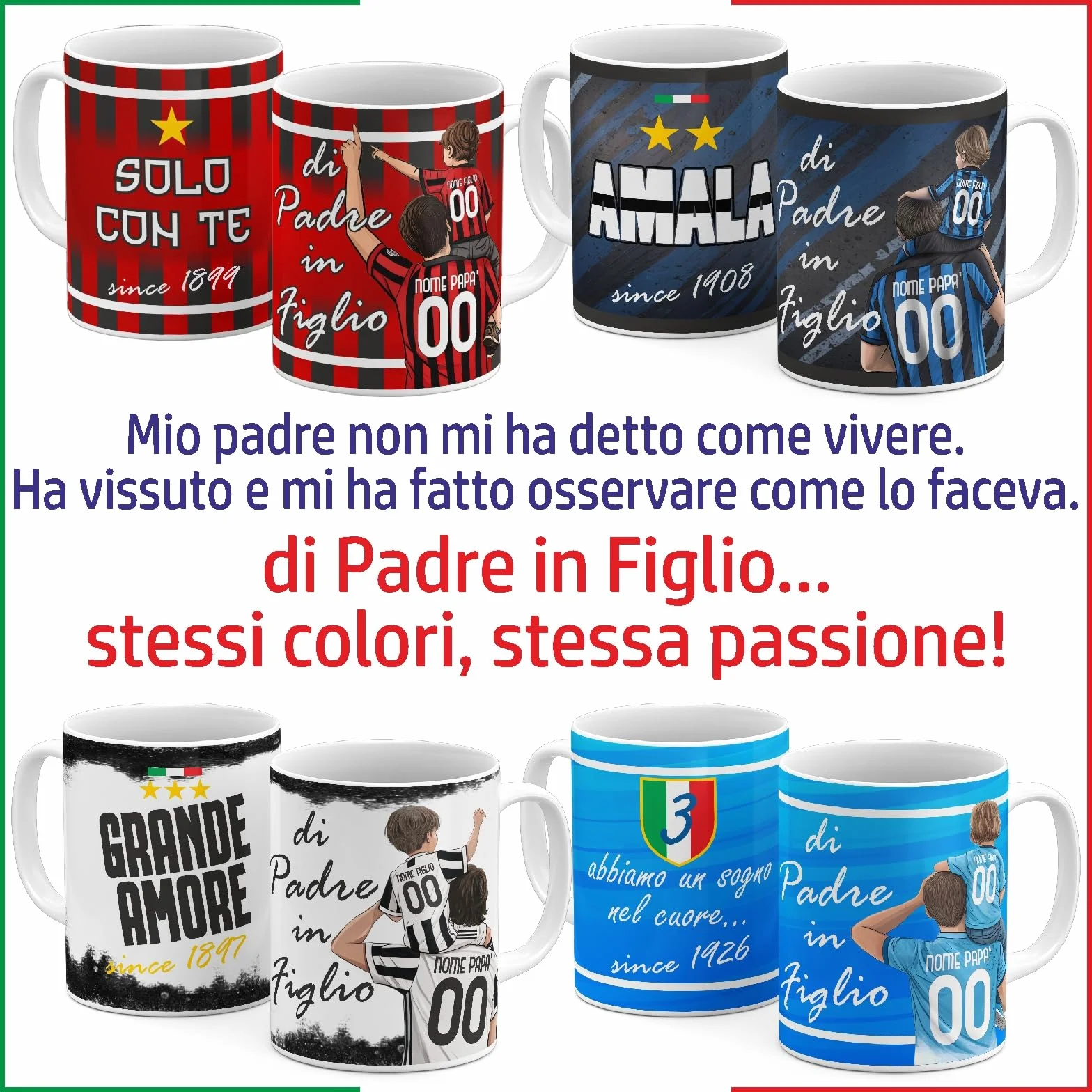 Tazza Personalizzata Squadre di Calcio Tazze in Ceramica Tifosi Interisti