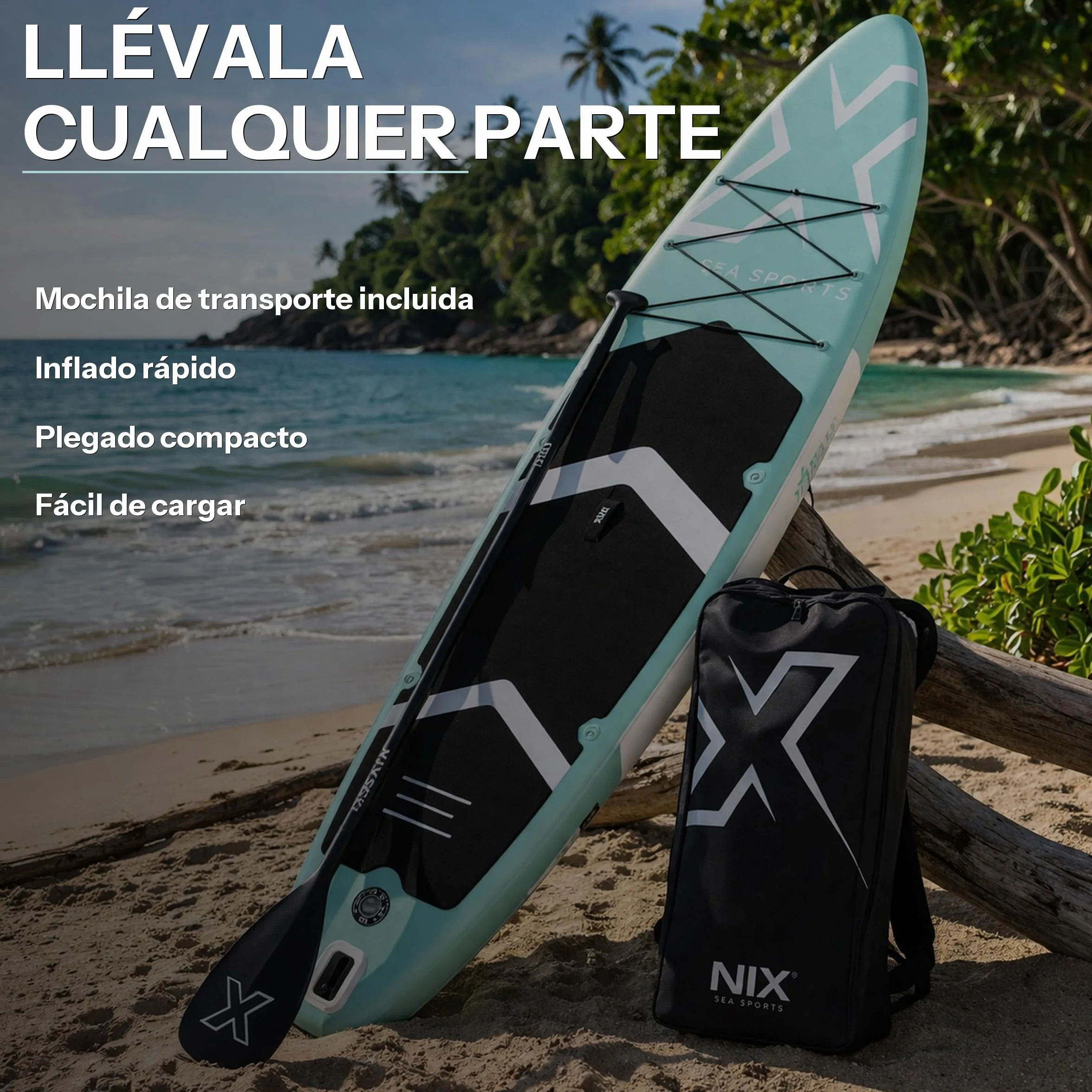 Nixsea Tavola Paddle Surf Gonfiabile 335 cm Sup Allround con Accessori, Antiscivolo, Chiglia Rimovibile, Paddle Surf Adulto fino a 159 kg