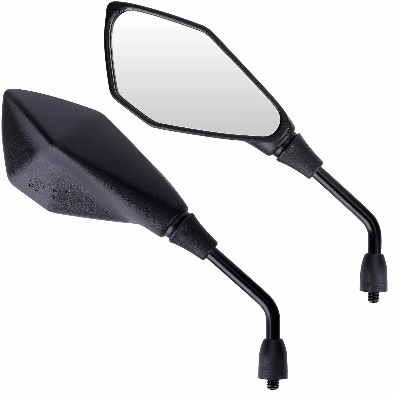 2 Pezzi Specchietti Moto E57 Omologati, Specchietti Moto Manubrio, Specchietto Retrovisore M10 Regolabili per ATV, Scooter, Cruiser, Moped, Quad, Roller