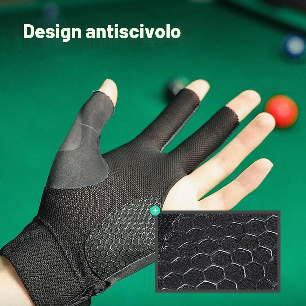 Tokaneit Guanto da Biliardo Snooker Grigio Nero Regolabili Antiscivolo Sinistro