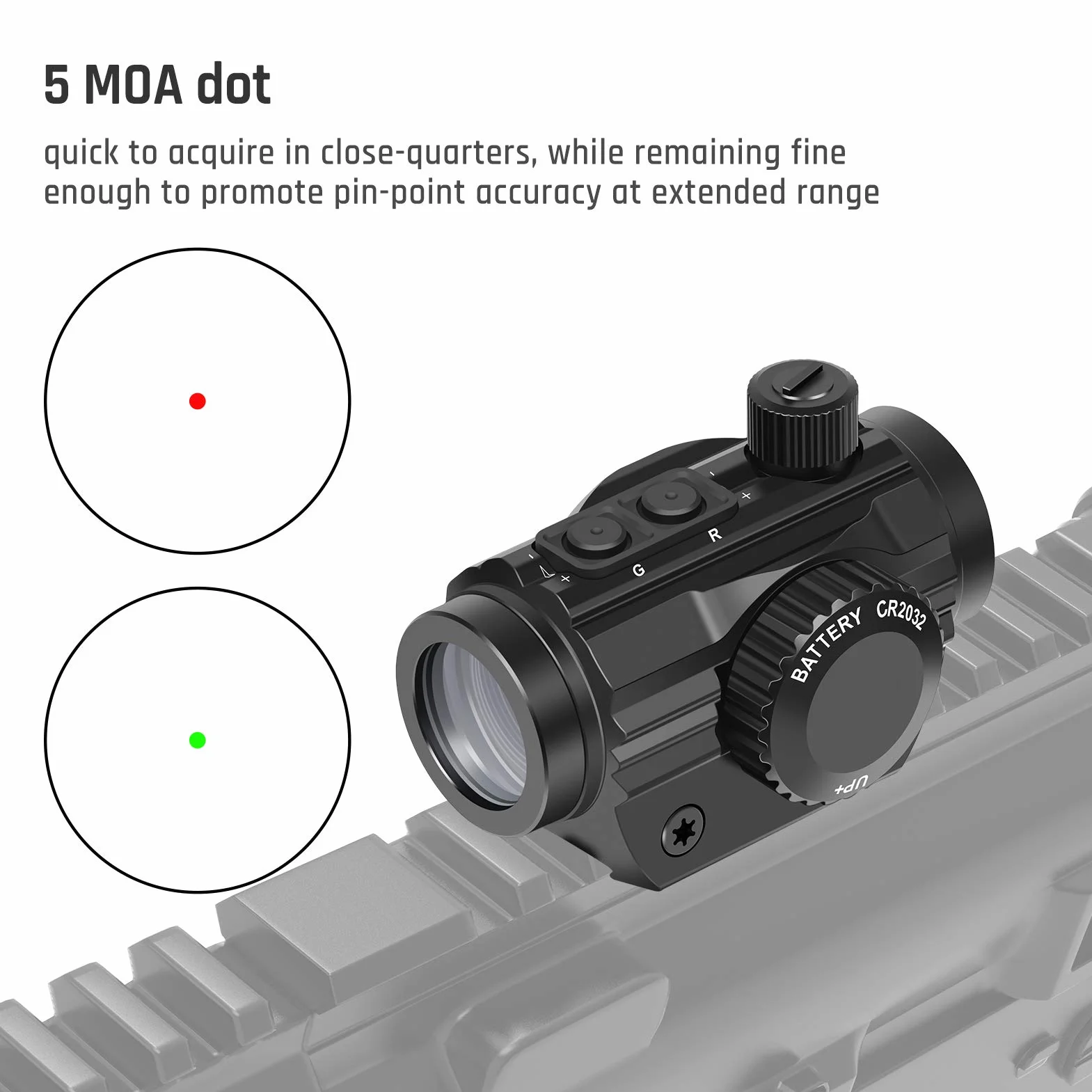 Feyachi RDS-36 Red Dot Softair 5MOA 1x22 mm Mirino Tattico 7 Impostazioni Luminosità