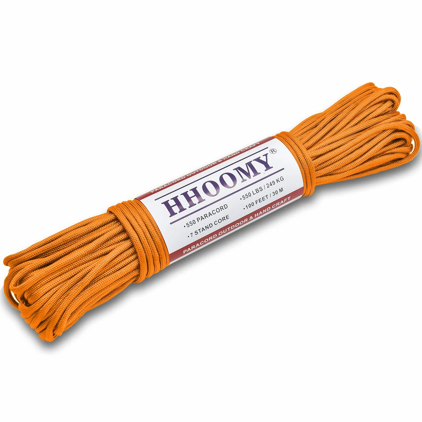 Paracord 550 100m Nylon Antistrappo 7 Fili Corda da Paracadute Carico Rottura 249KG (Arancione)