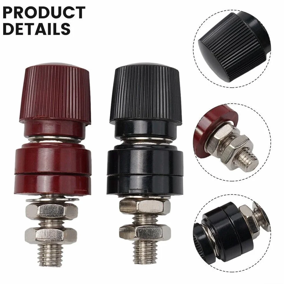4 connettori maschio a vite 8 mm terminali in ottone isolati per batteria rosso + nero