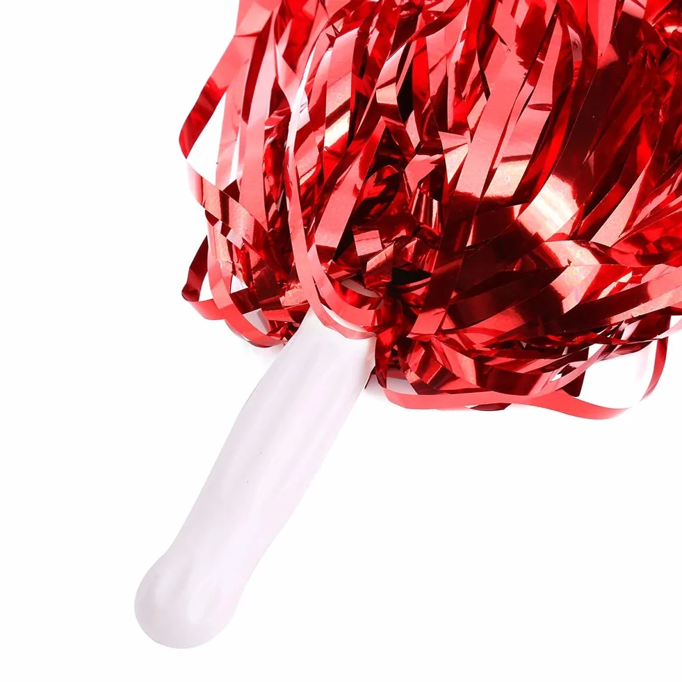 Pompon per cheerleading 6/12 pezzi a forma di fiore appeso con pellicola metallica