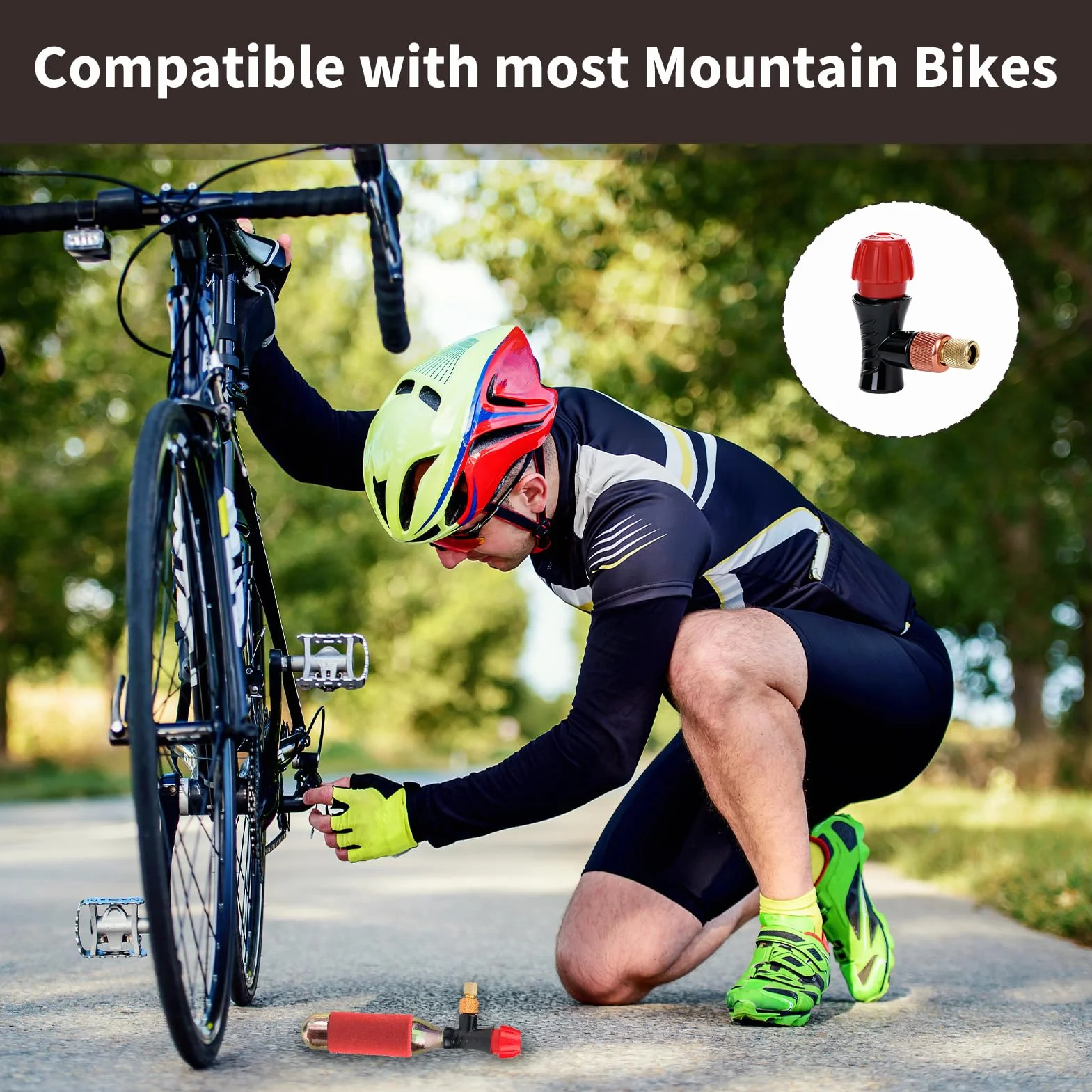 Gonfiatore CO2 Bicicletta Adattatore Valvola Presta Schrader Portatile Lega Alluminio MTB