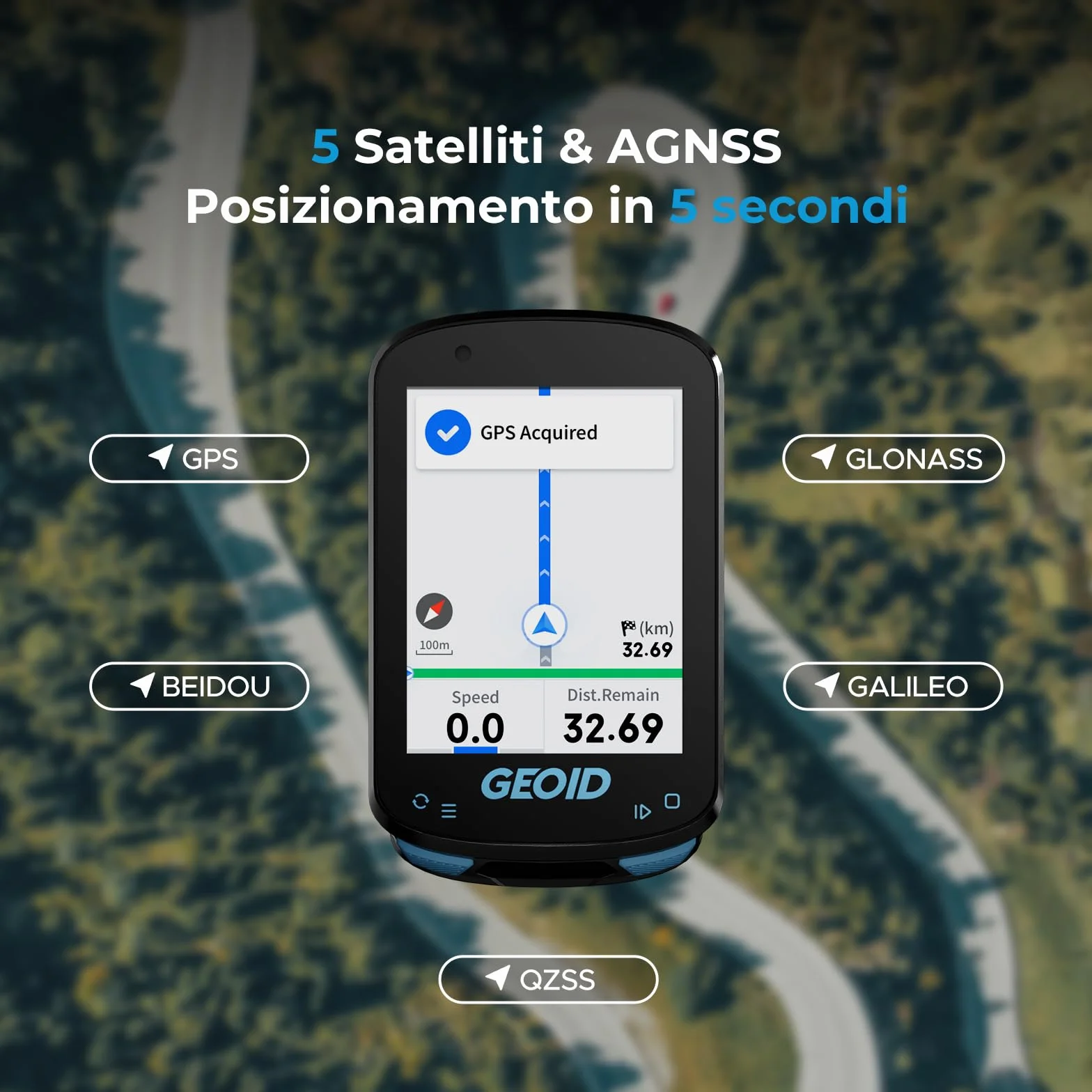 GEOID CC600 Ciclocomputer GPS Bici 2,4" Schermo a Colori Bluetooth WiFi ANT+