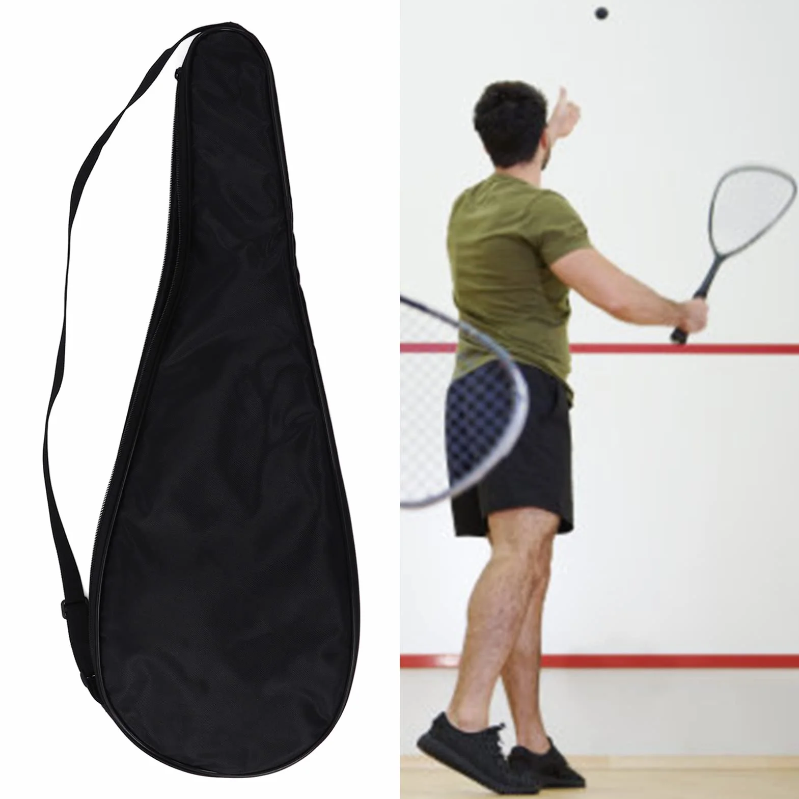 Kikumi Sacca Coppa per Racchetta da Squash Imbottita Leggera con Spallatta Regolabile