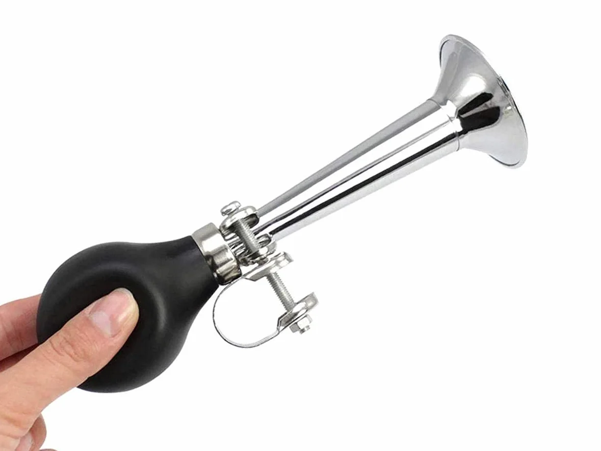 Trombetta Bici in Metallo Campanella Clacson per Bicicletta 18cm 7'' Argento