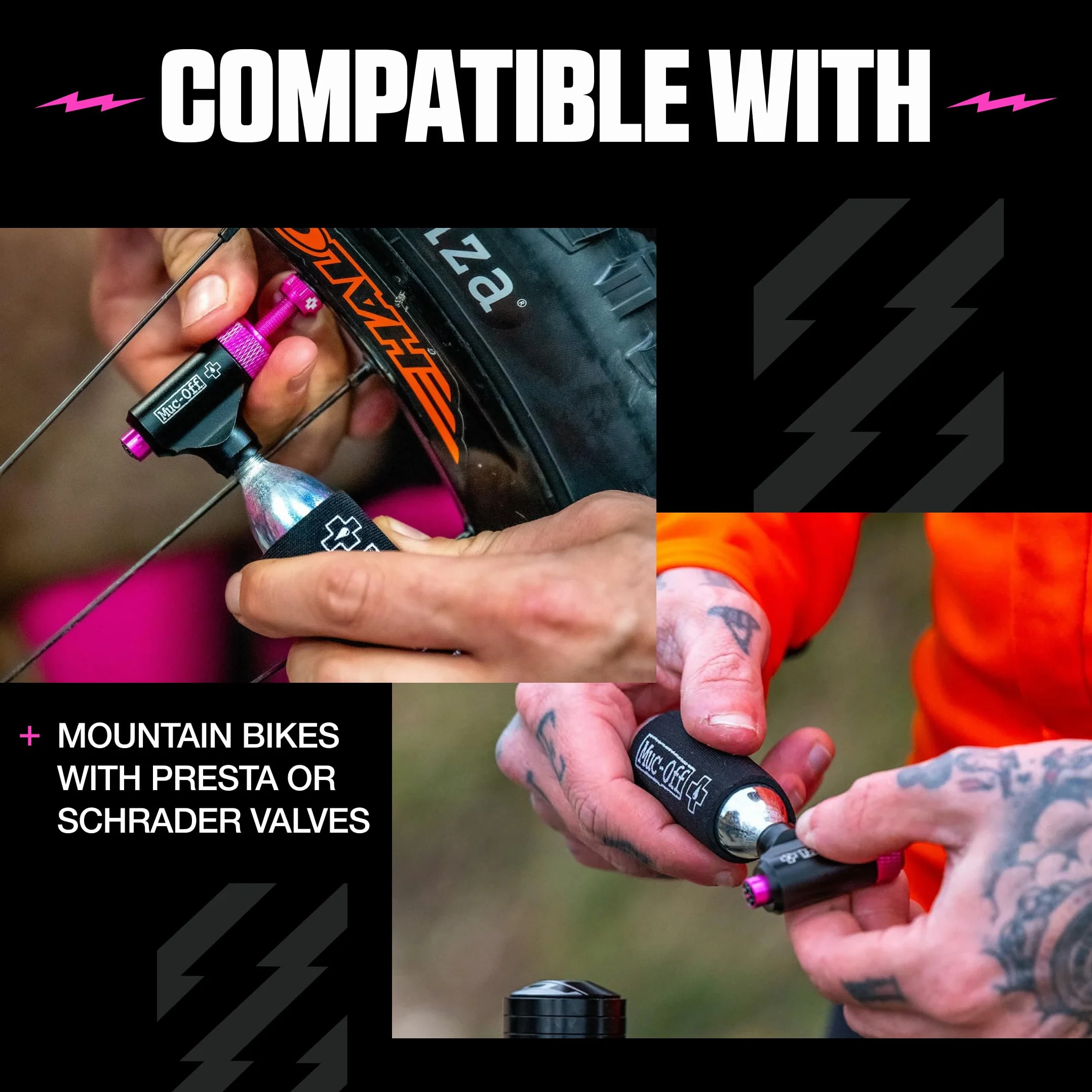 Muc Off Co2 Inflator Kit MTB 2x 25g Co2 Kartusche Neoprenhülle
