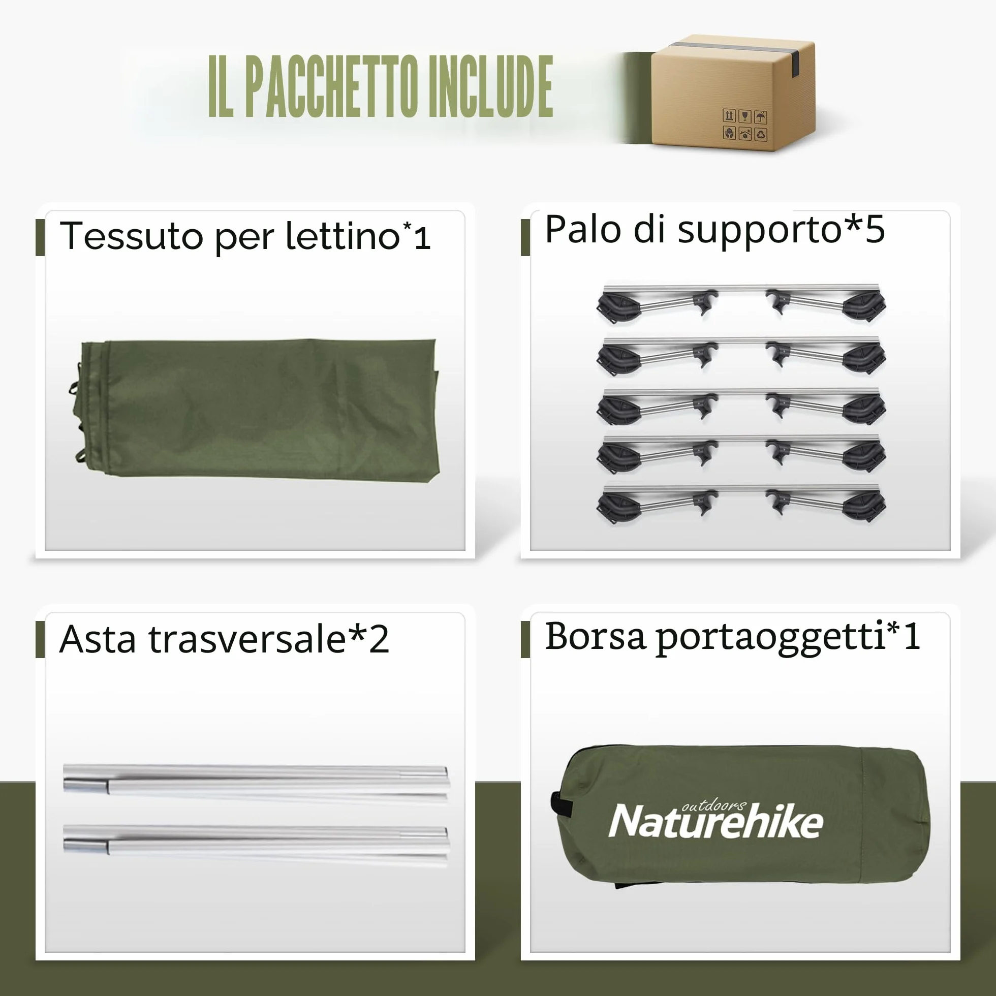 Naturehike Letto da Campeggio Pieghevole Compatto Ultraleggero Portatile Carico Massimo 150 kg