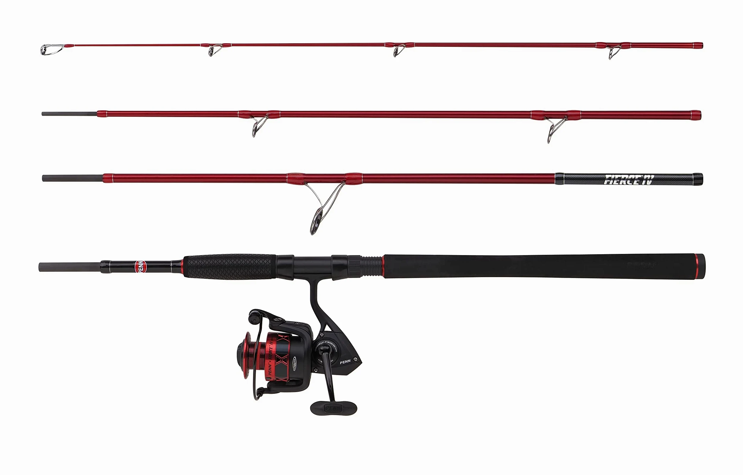 Penn Fierce IV Travel Spin Fishing Combo, Set di canna e mulinello per la pesca in mare; ottimo per Spinning, Inshore, Offshore, Surf, Facile da trasportare con la sua custodia rigida in cordura