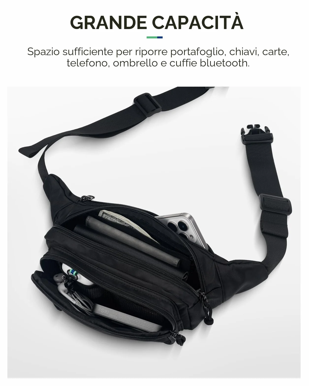 WATERFLY Marsupio Sportivo Unisex Hip Bag Fanny Waist Pack Piccolo Festival Borsa MTB