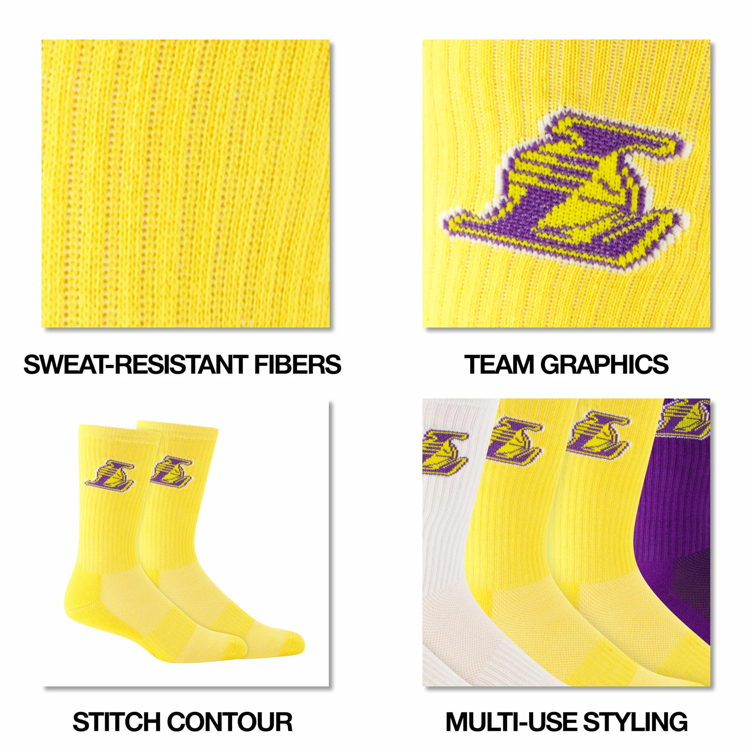Ultra Game NBA Calzini sportivi con logo Core Team confezione da 3