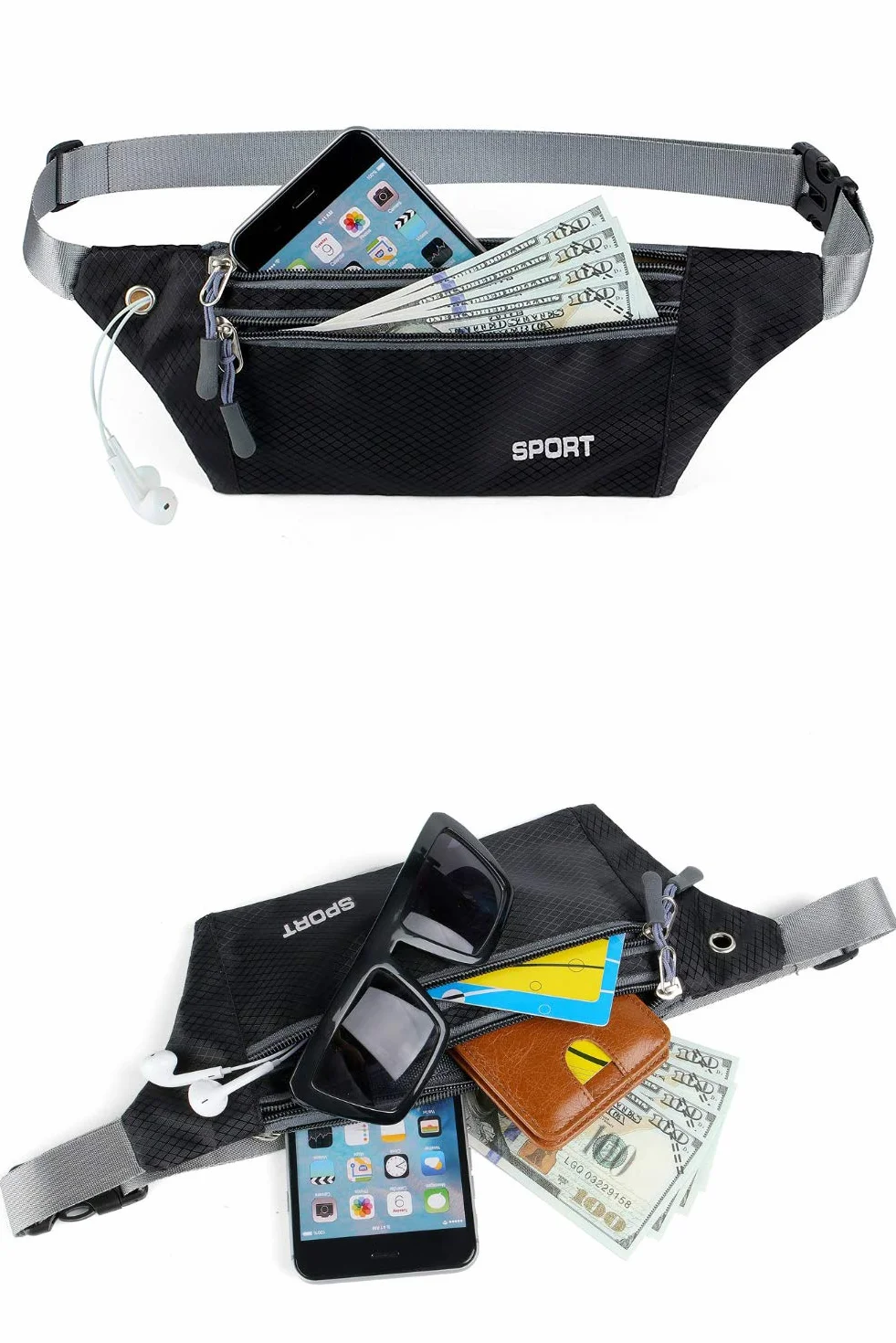 Marsupio Sportivo Impermeabile Running con Tasca Cintura per Portafoglio Chiavi Smartphone Jogging Trekking Bicicletta