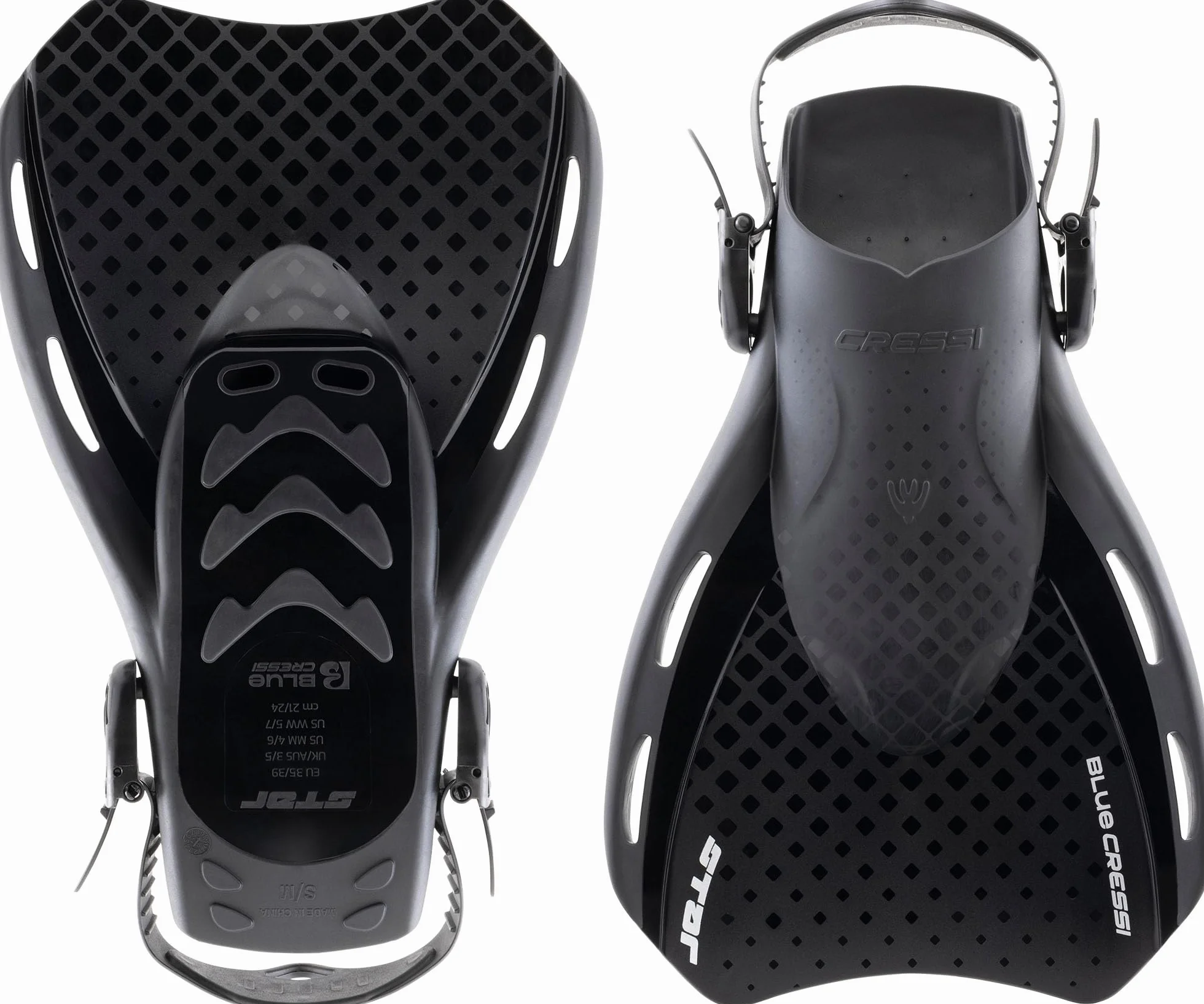CRESSI Star Fins Pinne Compatte Regolabili Pala Ventilata Scarpetta Tallone Aperto Nuoto Snorkeling Viaggi Adulti