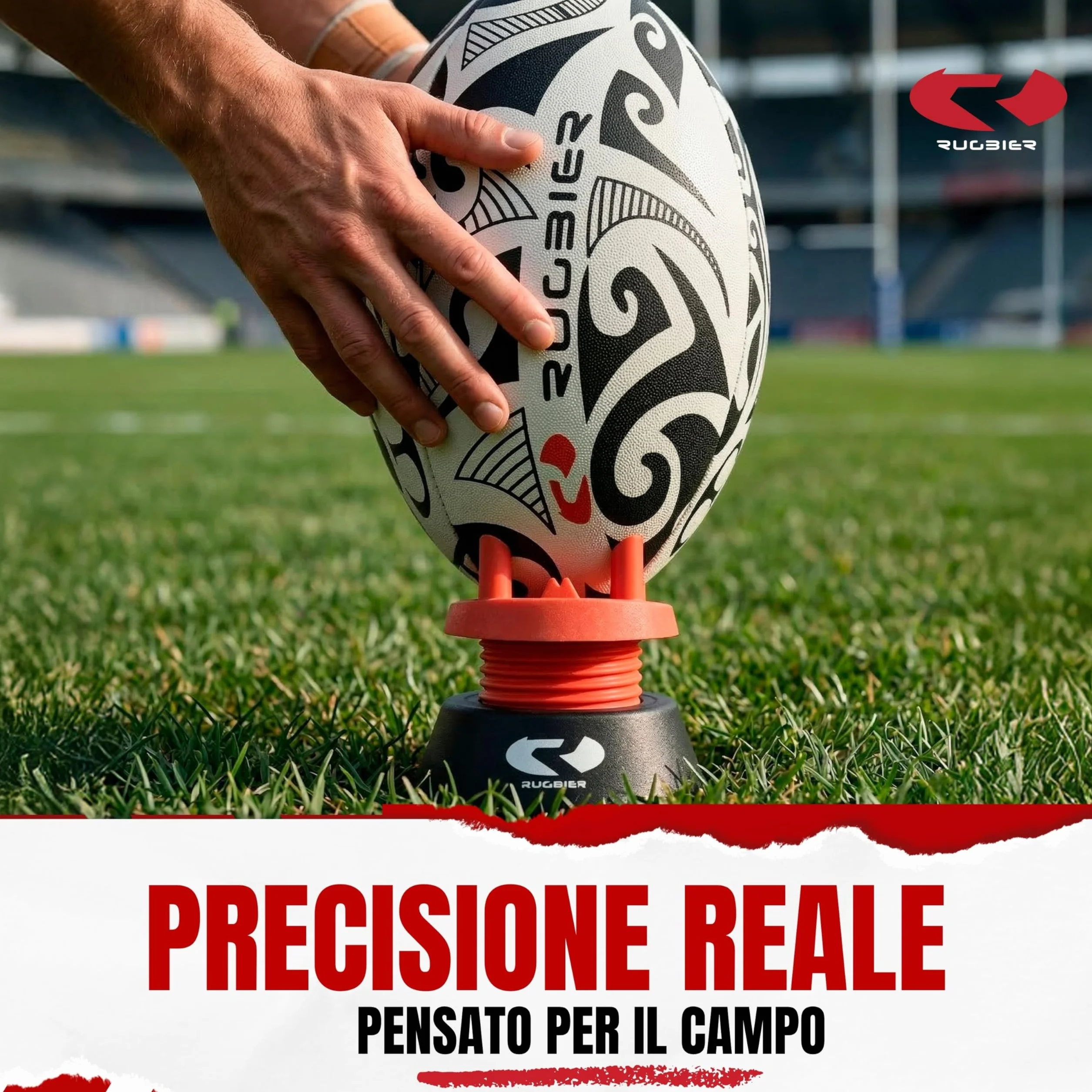 Tee da Rugby Regolabile Professionale Rosso/Nero – Supporto Calci Altezza Regolabile per Allenamento e Partita