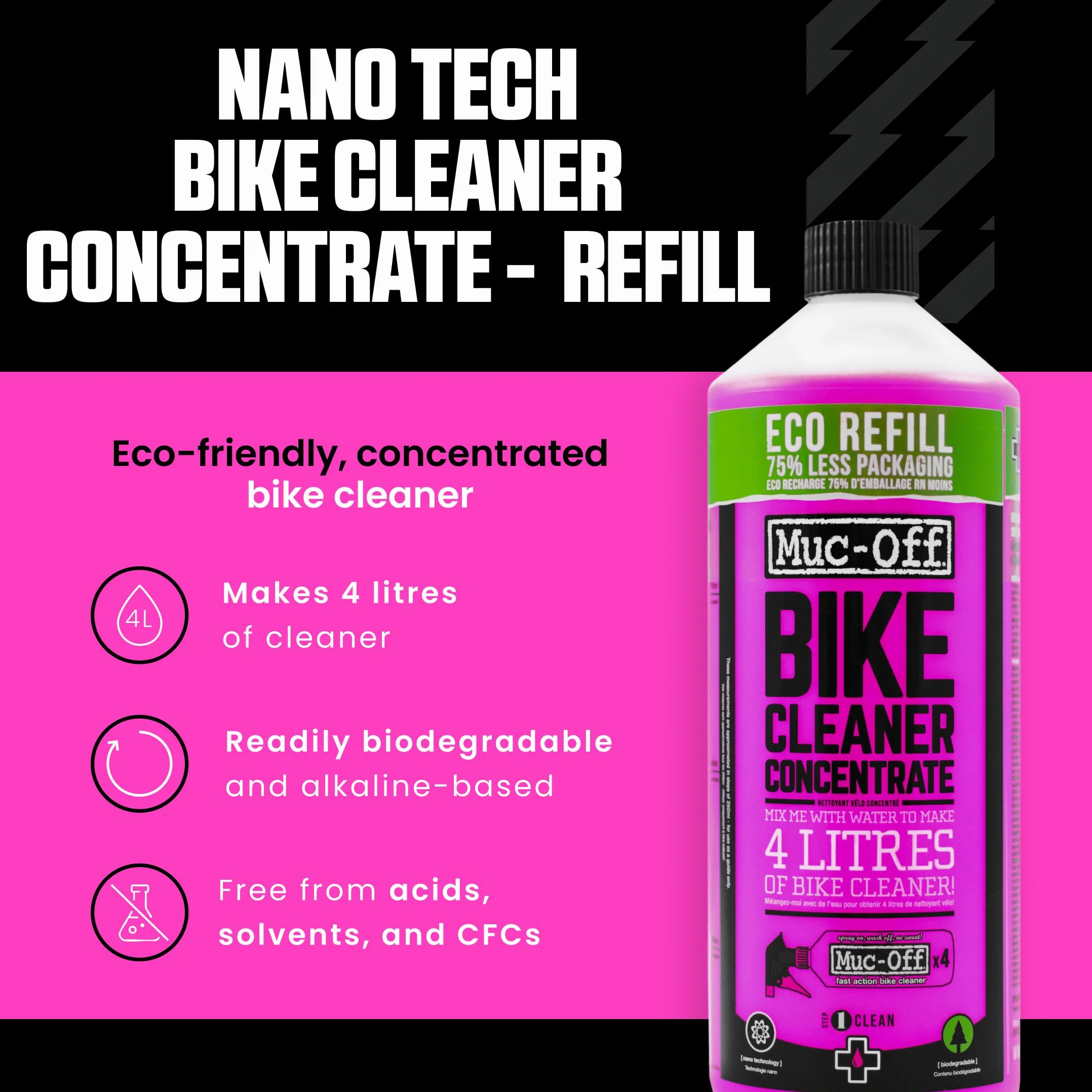 Muc-Off Nano Gel Detergente Bici Concentrato 1 l Ricarica Biodegradabile Azione Rapida