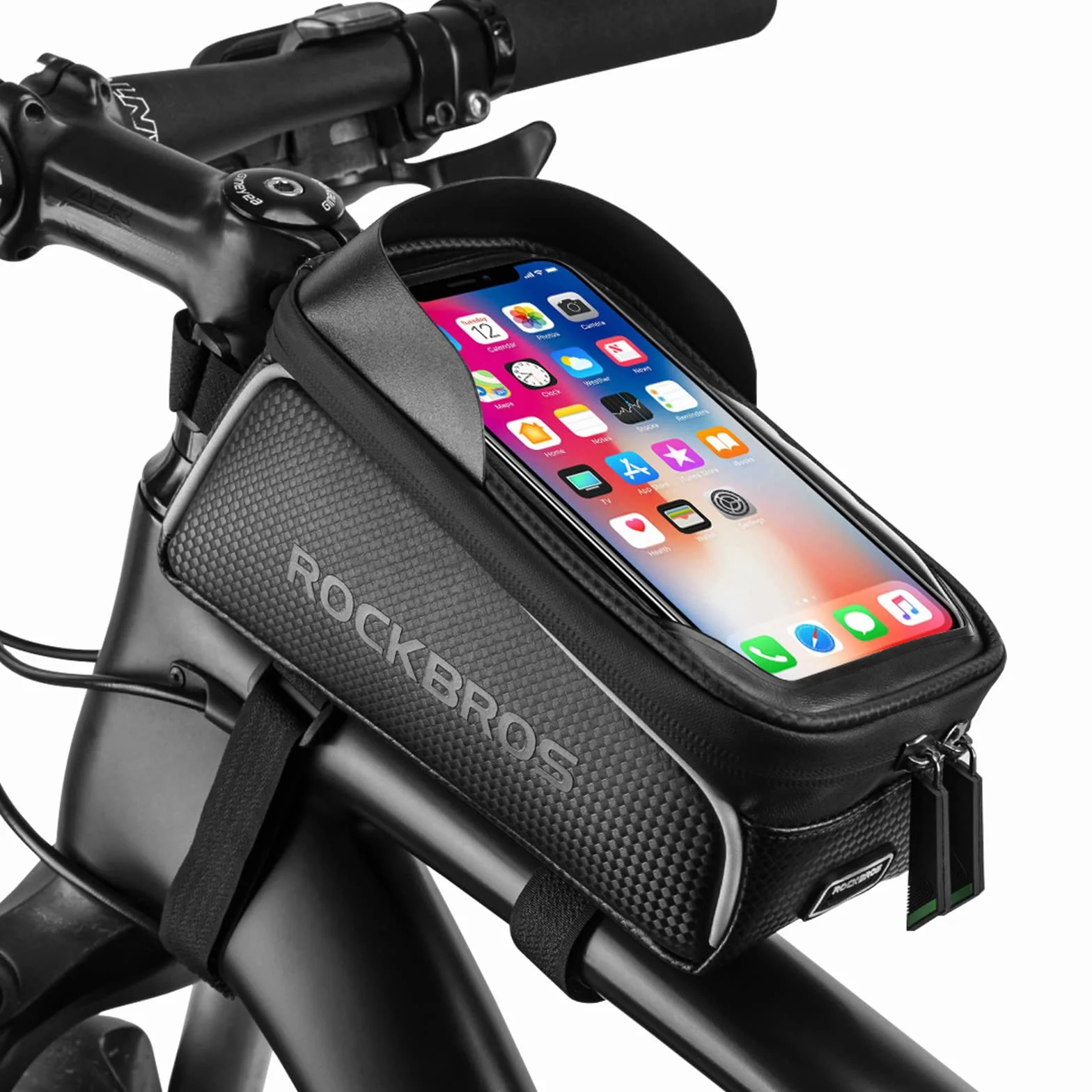 Borsa Telaio Bici ROCKBROS Idrorepellente Manubrio 1.5L Support Cellulare TPU Touchscreen 6.5" Copertura Anti-pioggia