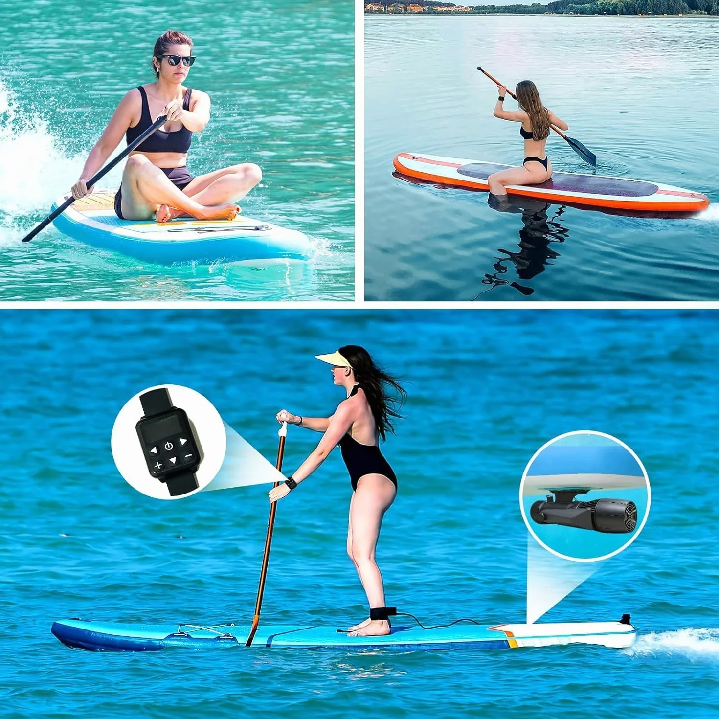Camolech Pinna elettrica 900 W SUP scooter subacqueo 2,8 m/s telecomando 130 minuti autonomia motore kayak