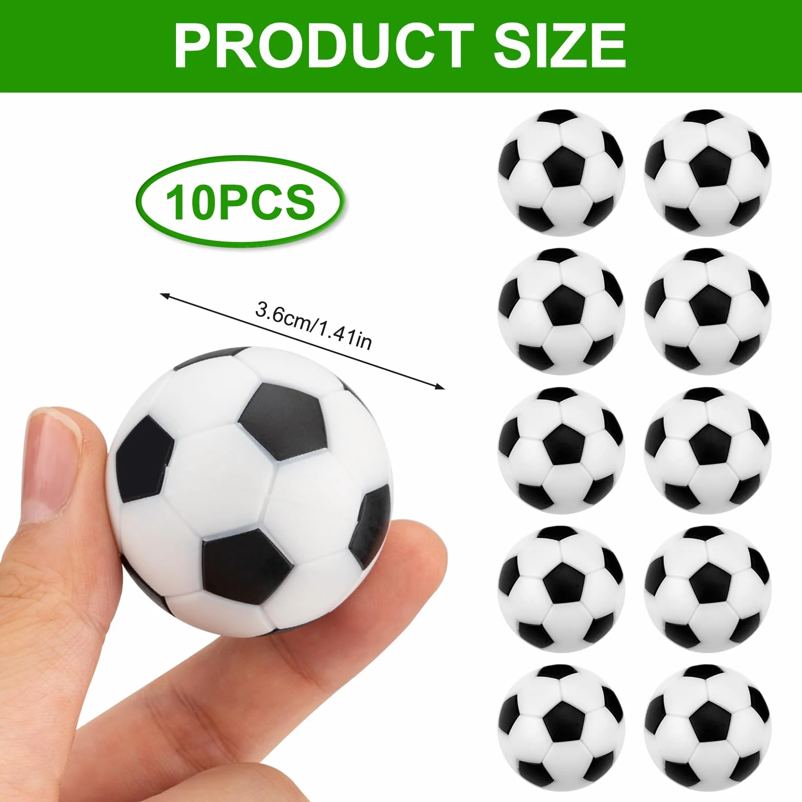 Palline Biliardino 36 mm Silenziose, Calcio Balilla Professionale 10 Pezzi