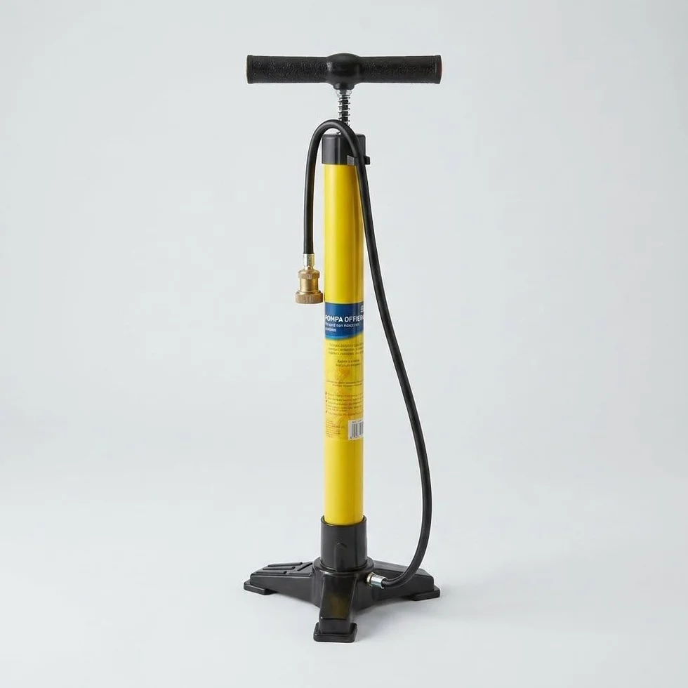 Pompa da Bici a Pavimento 3 Piedi con Raccordo in Ottone | Pompa Officina Tubolare in Metallo