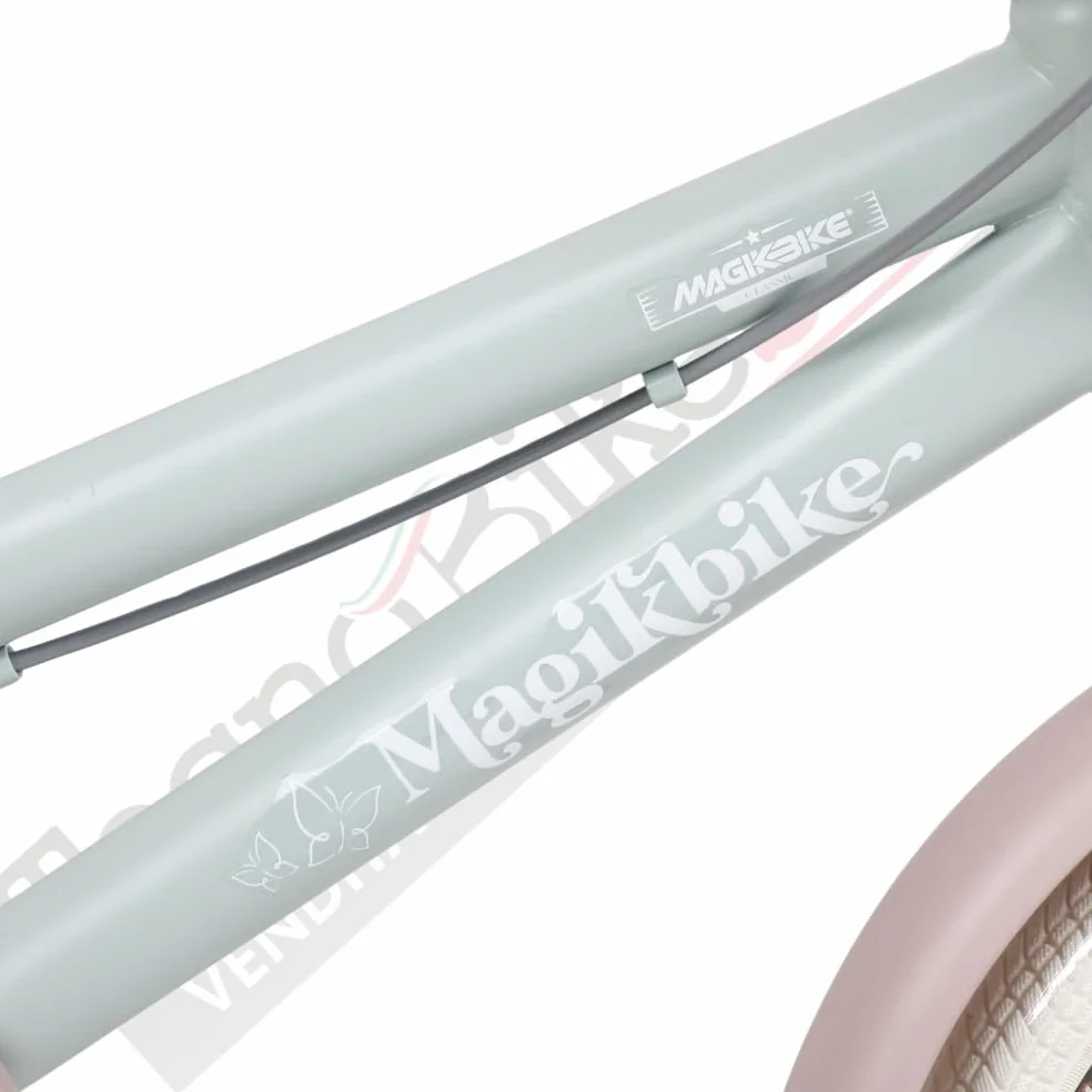Bicicletta Bambina Vintage Magik Bike Antonella con Cestino e Rotelle Rimovibili, Telaio Acciaio, Sella Regolabile
