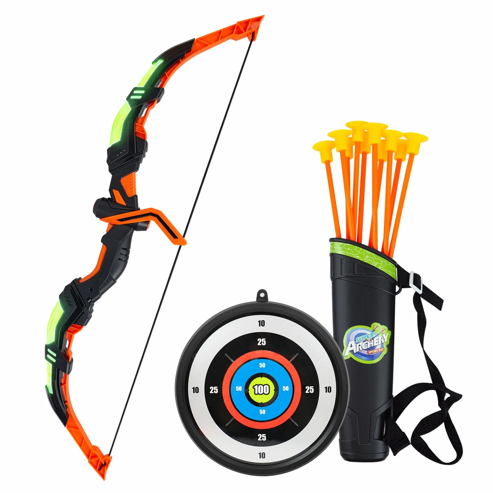 RedCrab Arco e Frecce per Bambini con Luci LED 10 Frecce a Ventosa Bersaglio Gioco 3-8 Anni Ragazzi Ragazza