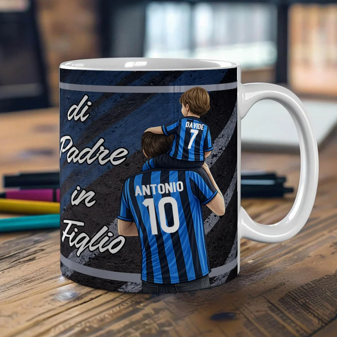 Personalizzata Tazza Inter Ceramica Regalo Tifoso Interista Padre Figlio Figlia Festa del Papà Compleanno Natale
