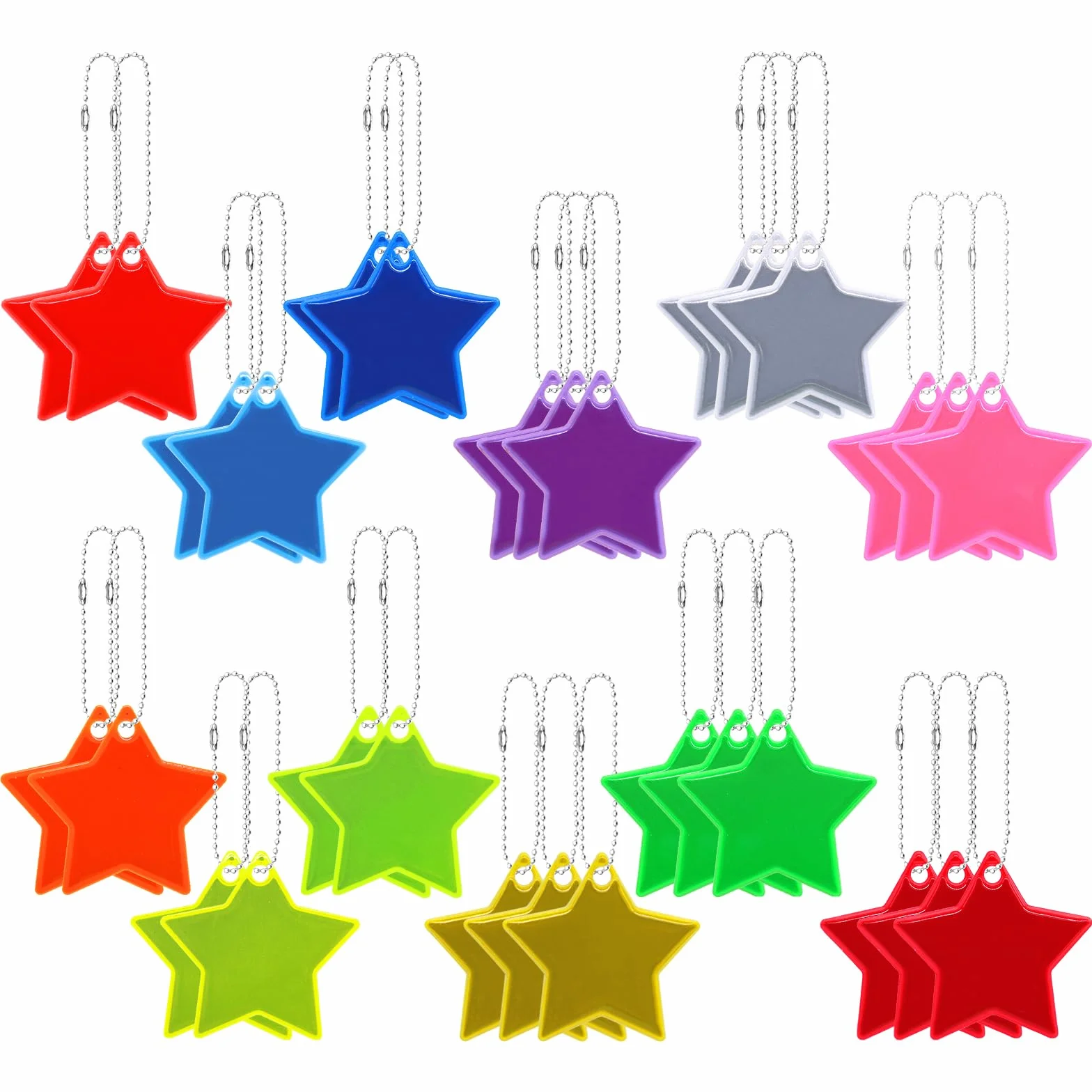 Riflettore portachiavi sicurezza stella ciondolo riflettente per zaino ciclismo camminare 12 colori