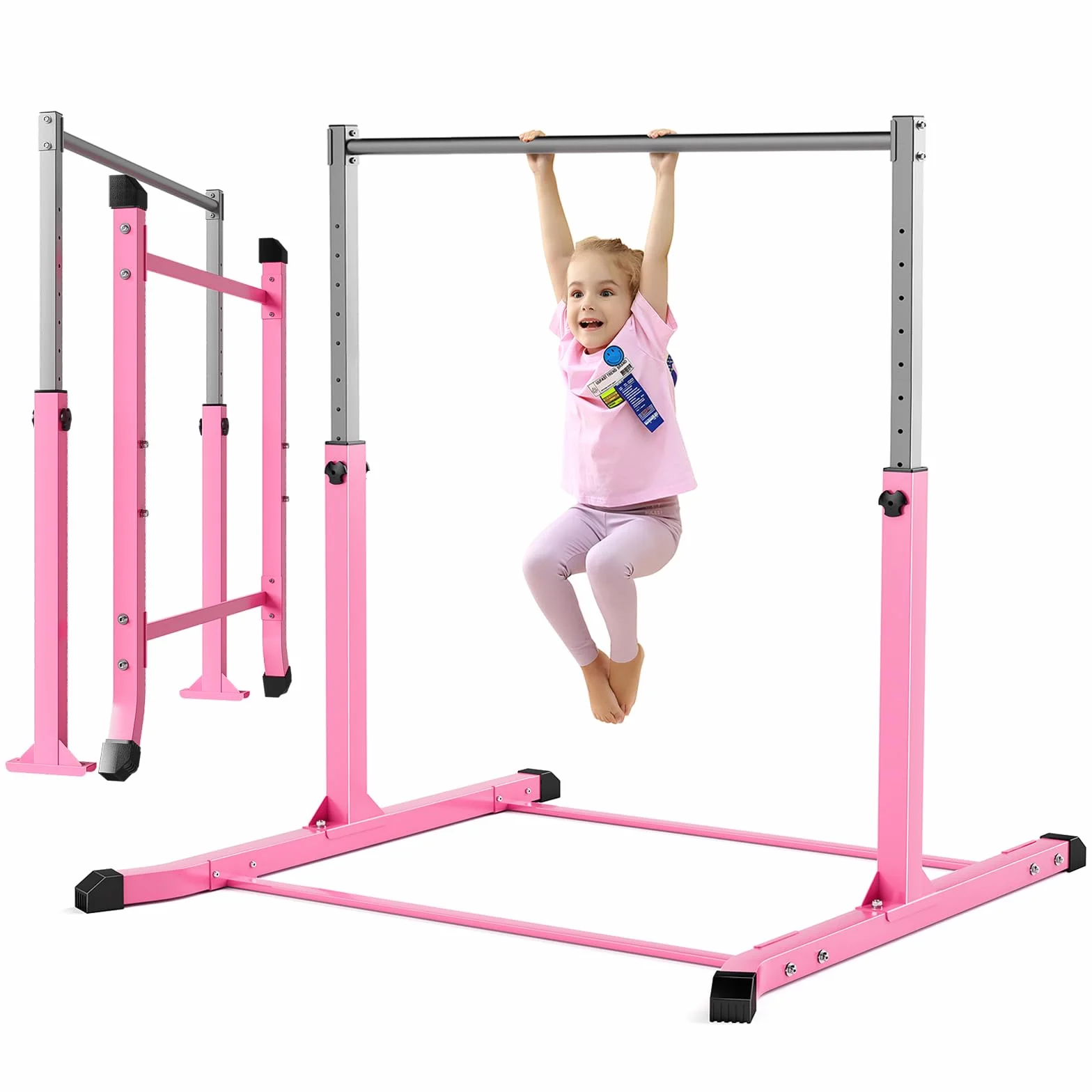 Mosebears Barra da ginnastica per bambini, struttura in acciaio, altezza regolabile 7,6 cm - 1,7 m