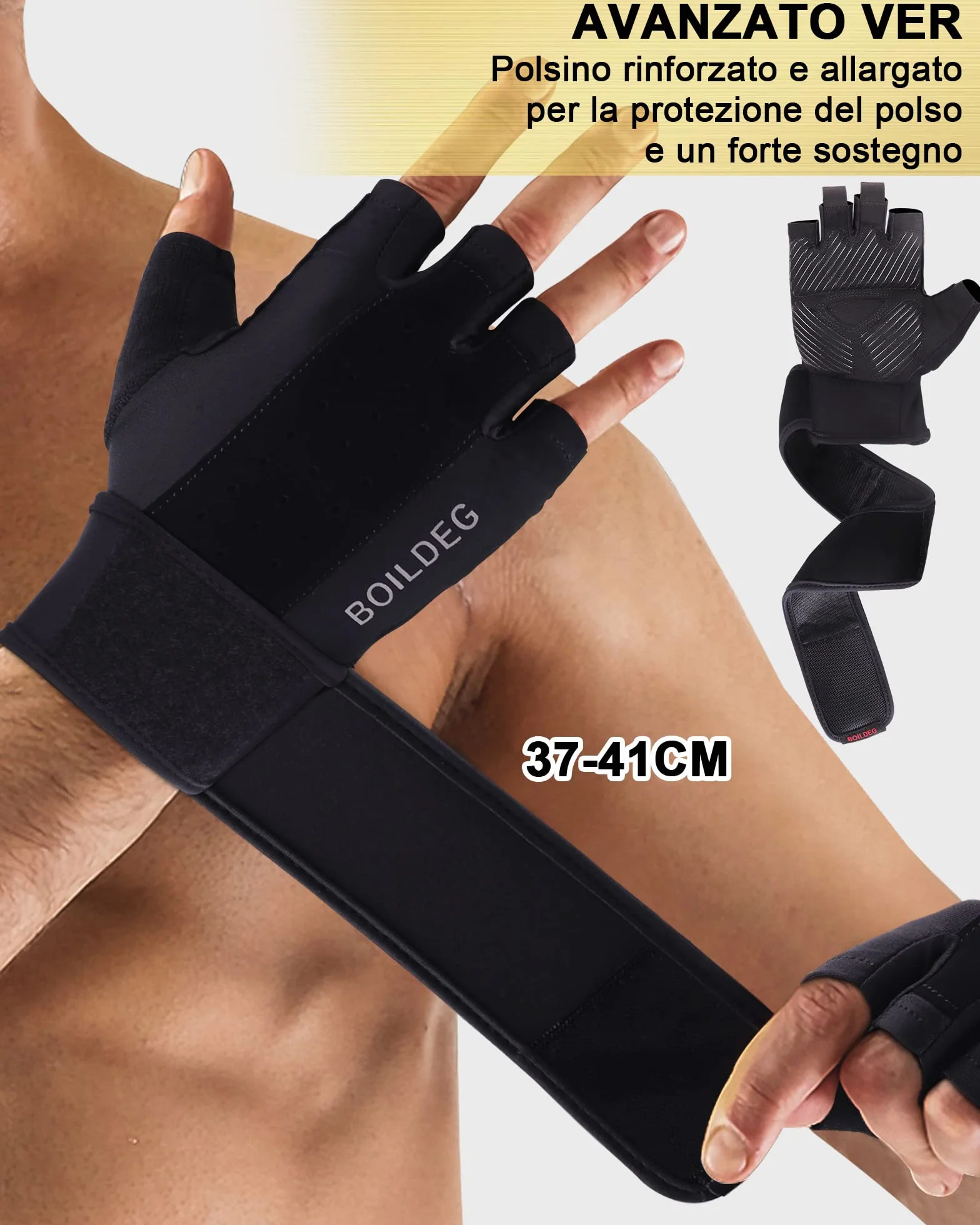 Guanti per Sollevamento Pesi da Palestra, Protezione Completa del Palmo, Impugnatura Antiscivolo Traspirante