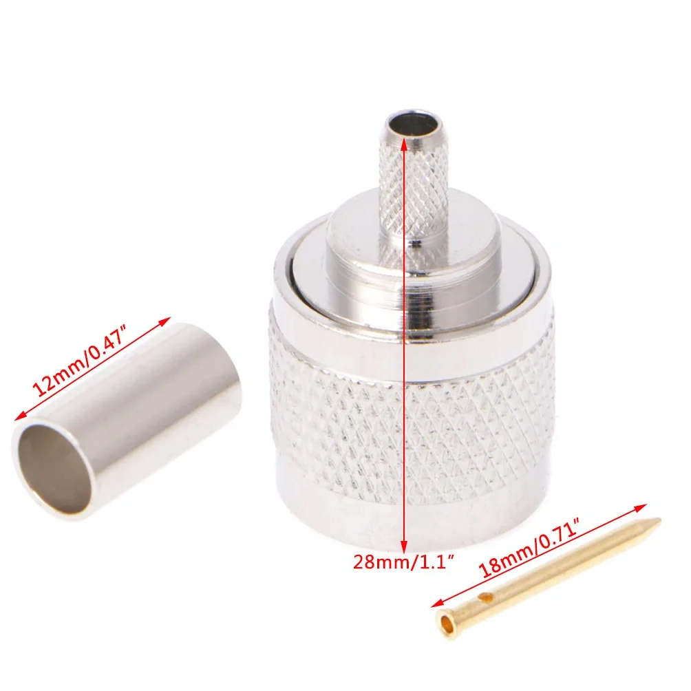 N Spina Maschio Crimpare RG58 RG142 LMR195 RG400 Cavo coassiale Connettore Dritto 10Pcs