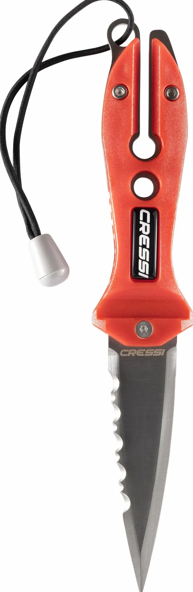 Cressi Striker Knife - Nóż do Nurkowania Striker, Czerwono-Czarny, Ostrze Podwójne 9cm