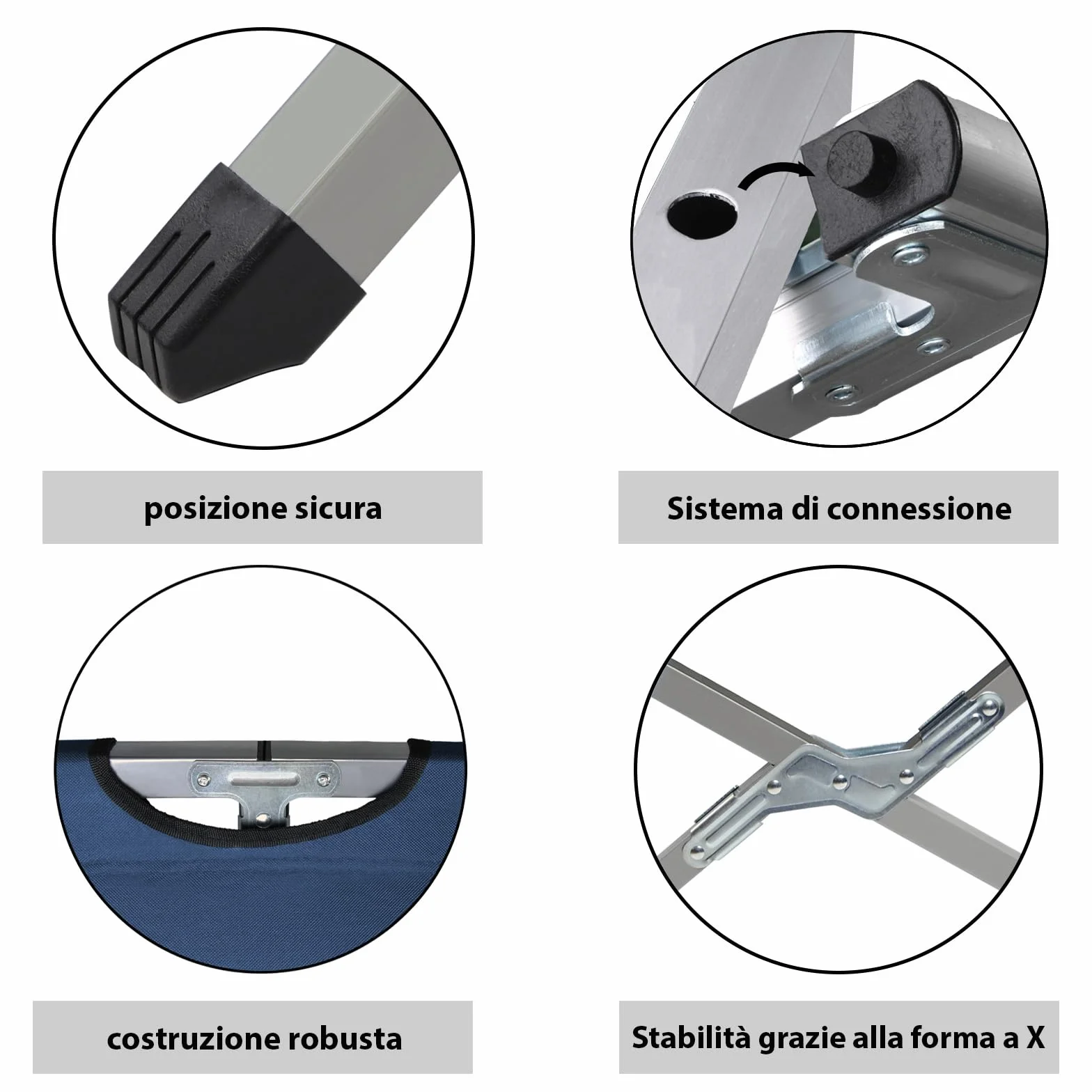 BB Sport Brandina Campeggio Letto Pieghevole 190x64x41 cm Stabile 180 kg Acciaio 600D Oxford Blu