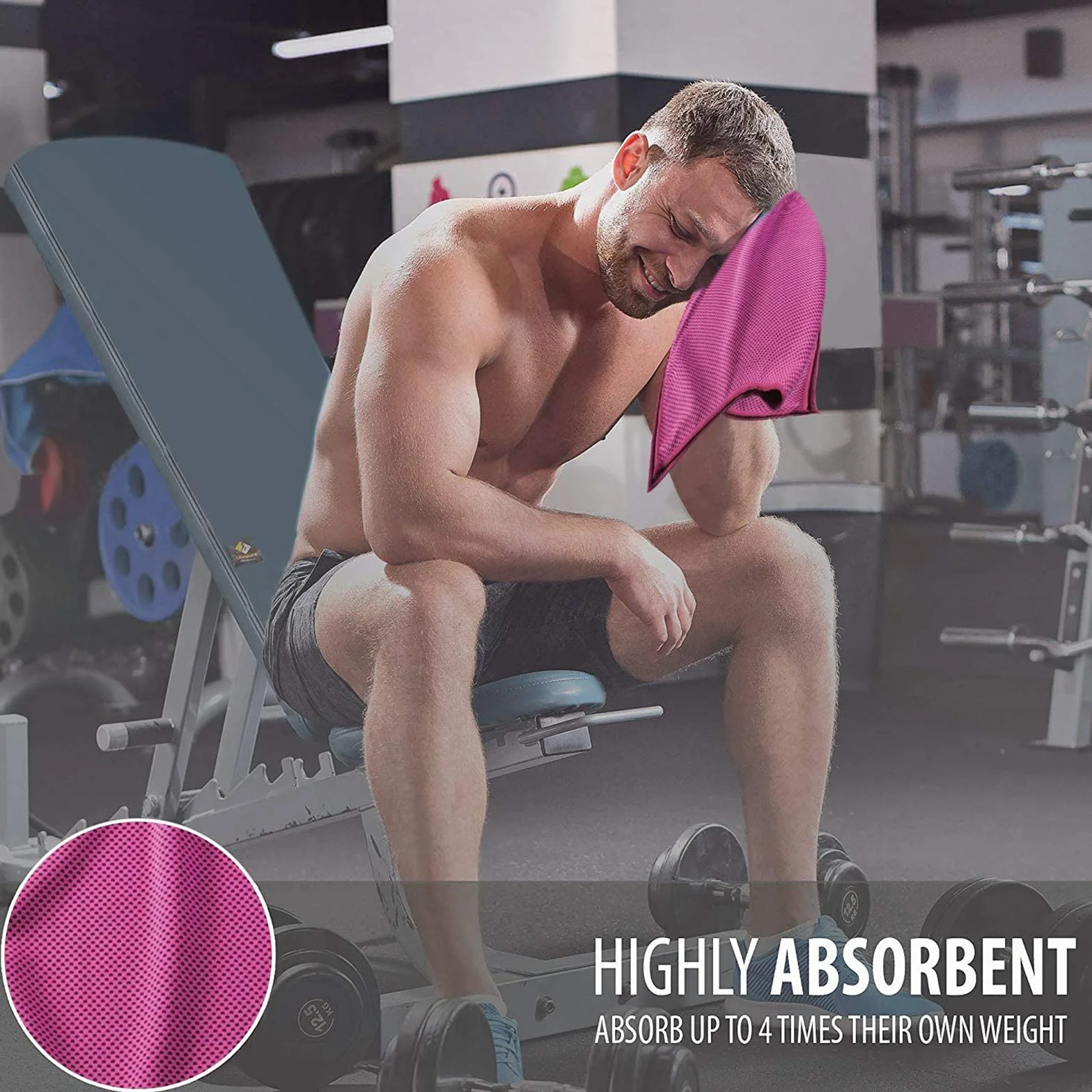 SZELAM Asciugamano rinfrescante in microfibra 101.6x30.5 cm per yoga sport 4 pezzi rosa rosso verde blu scuro nero