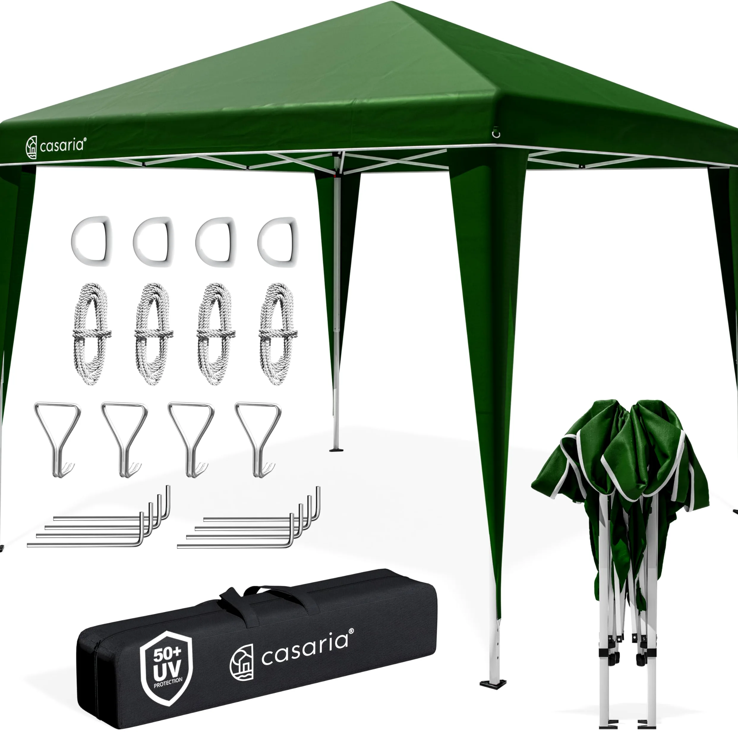 CASARIA® Gazebo da Giardino Capri 3x3m Pop-Up Protezione 50+ Impermiabile Tenda a Fisarmonica Verde