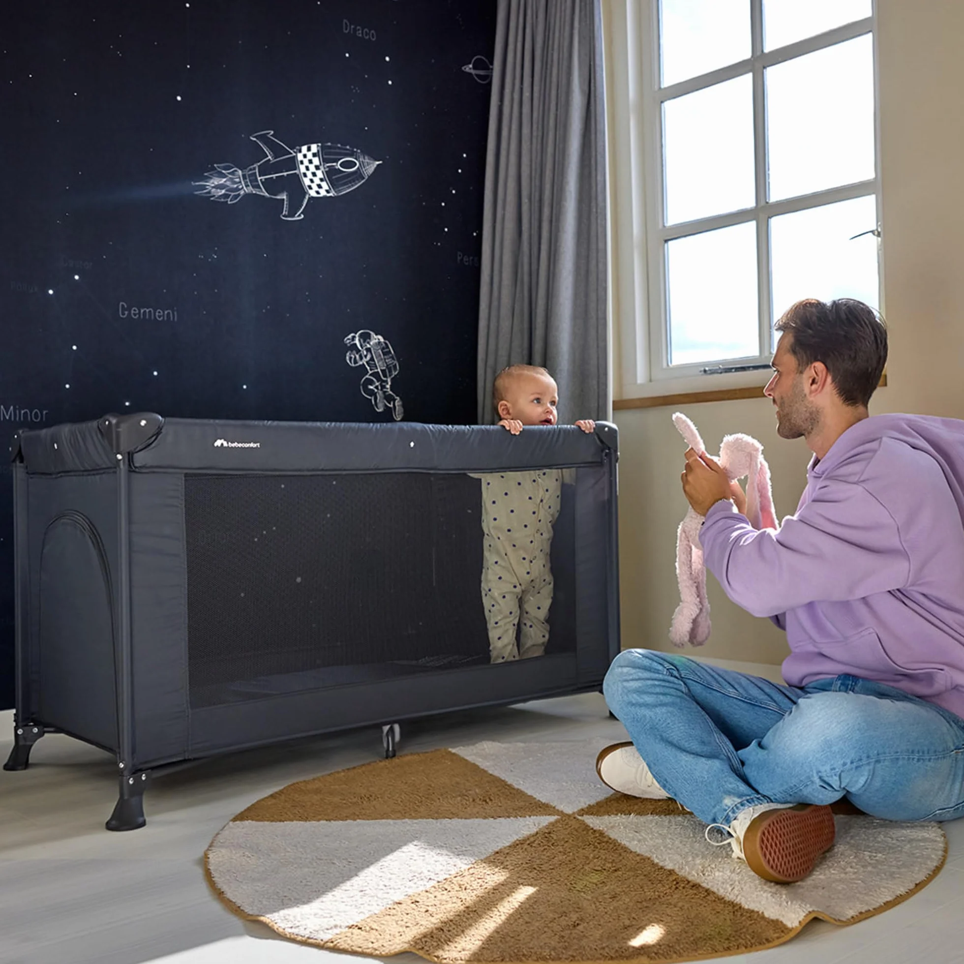 Bebeconfort Sweet Dreams Lettino da Campeggio per Bambini 0-3 anni 15 kg Pieghevole Leggero Materasso Imbottito Navy Blue