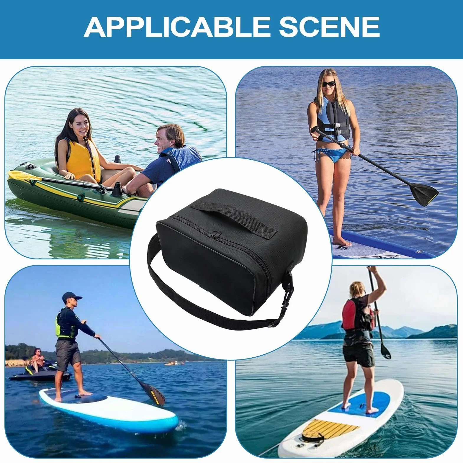 Torba na pompę elektryczną z paskiem, przenośna torba podróżna do pompki do paddle board, regulowana, duża pojemność
