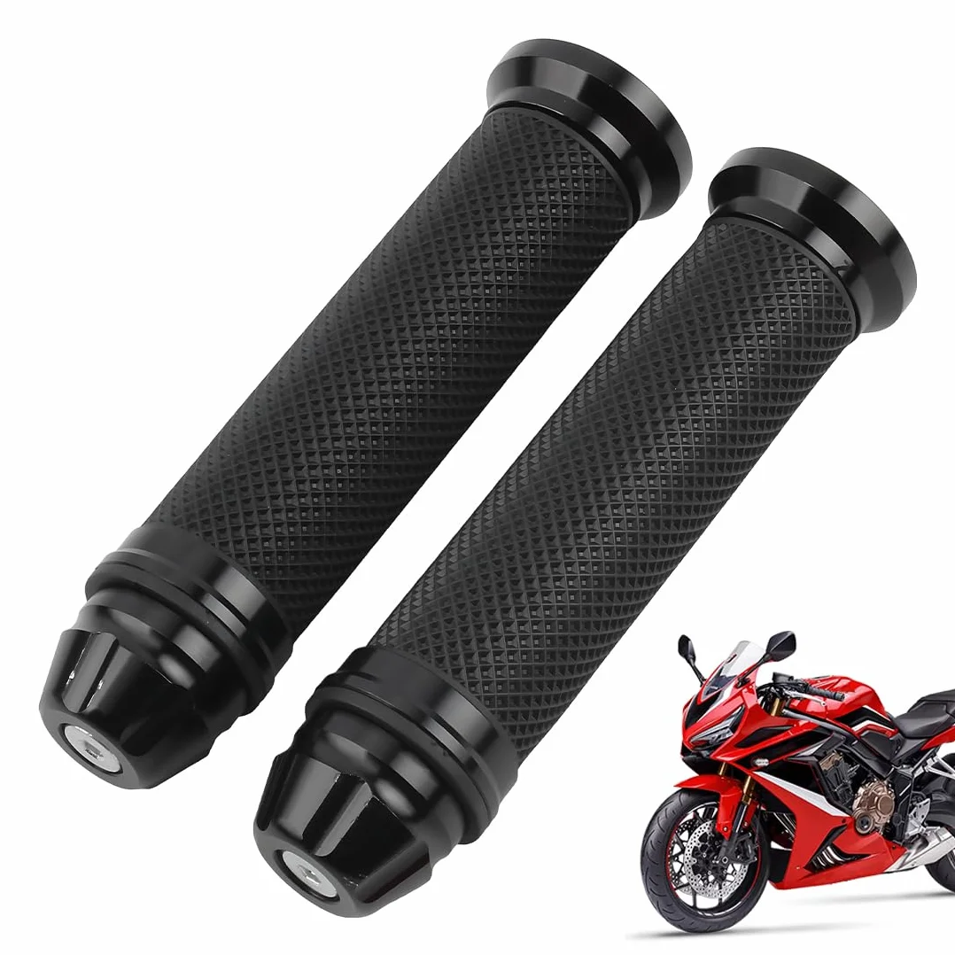 Manopole Moto, 1 Paio Universali 22/24Mm Antiscivolo Per Scooter E Ciclomotori (Nero)