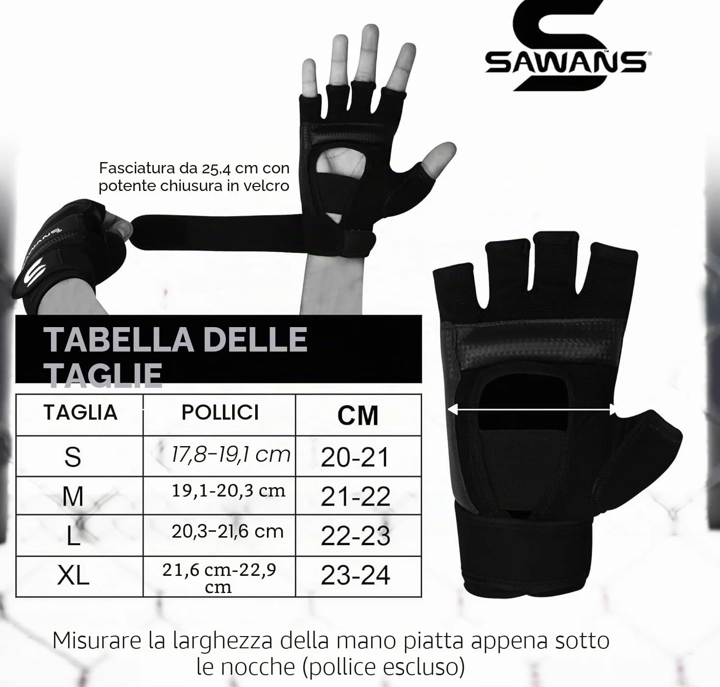 SAWANS Guanti da Boxe Uomo Donna Mezza Dito Kickboxing Sparring Arti Marziali Muay Thai