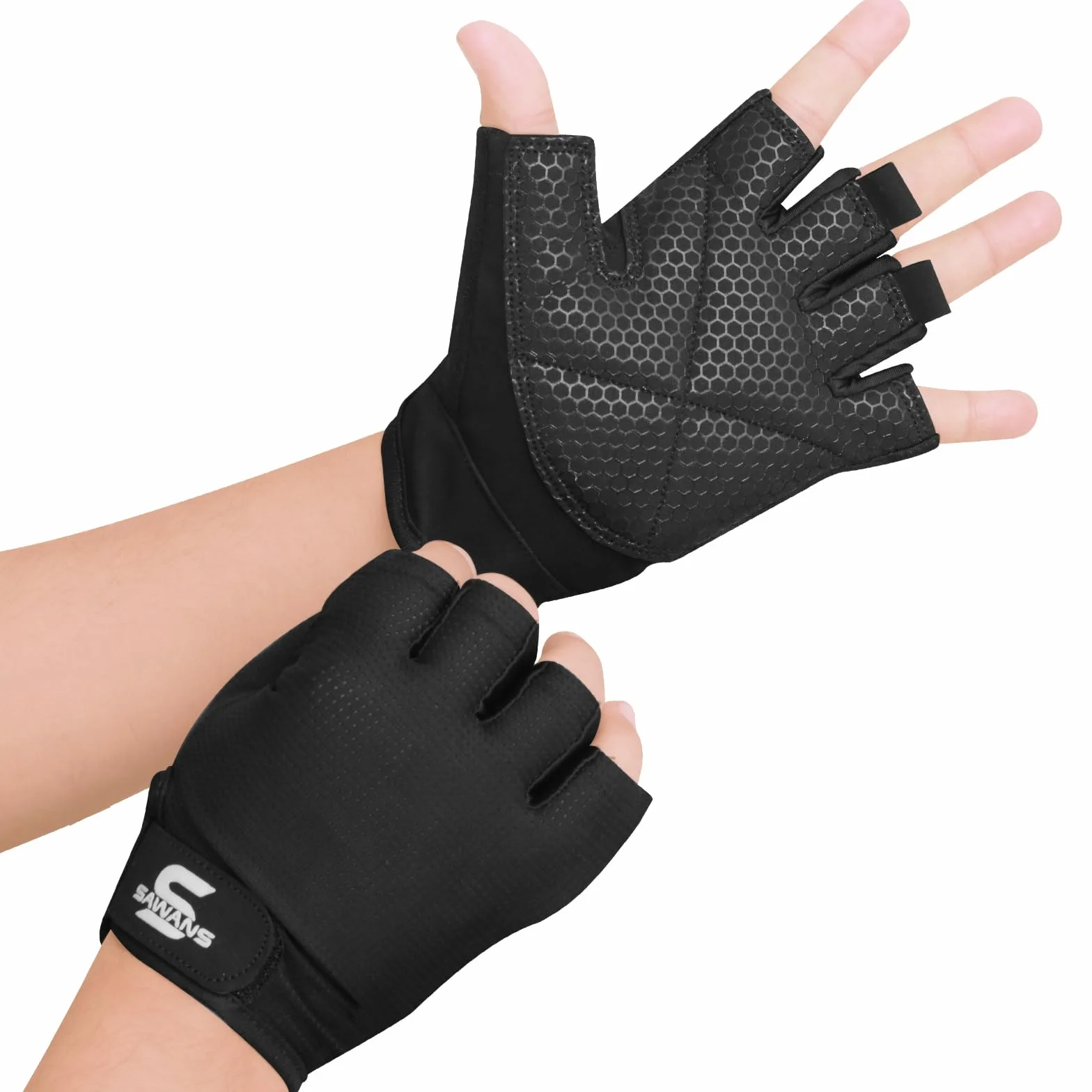 SAWANS Guanti da palestra antiscivolo silicone imbottito palmo mezze dita uomo donna