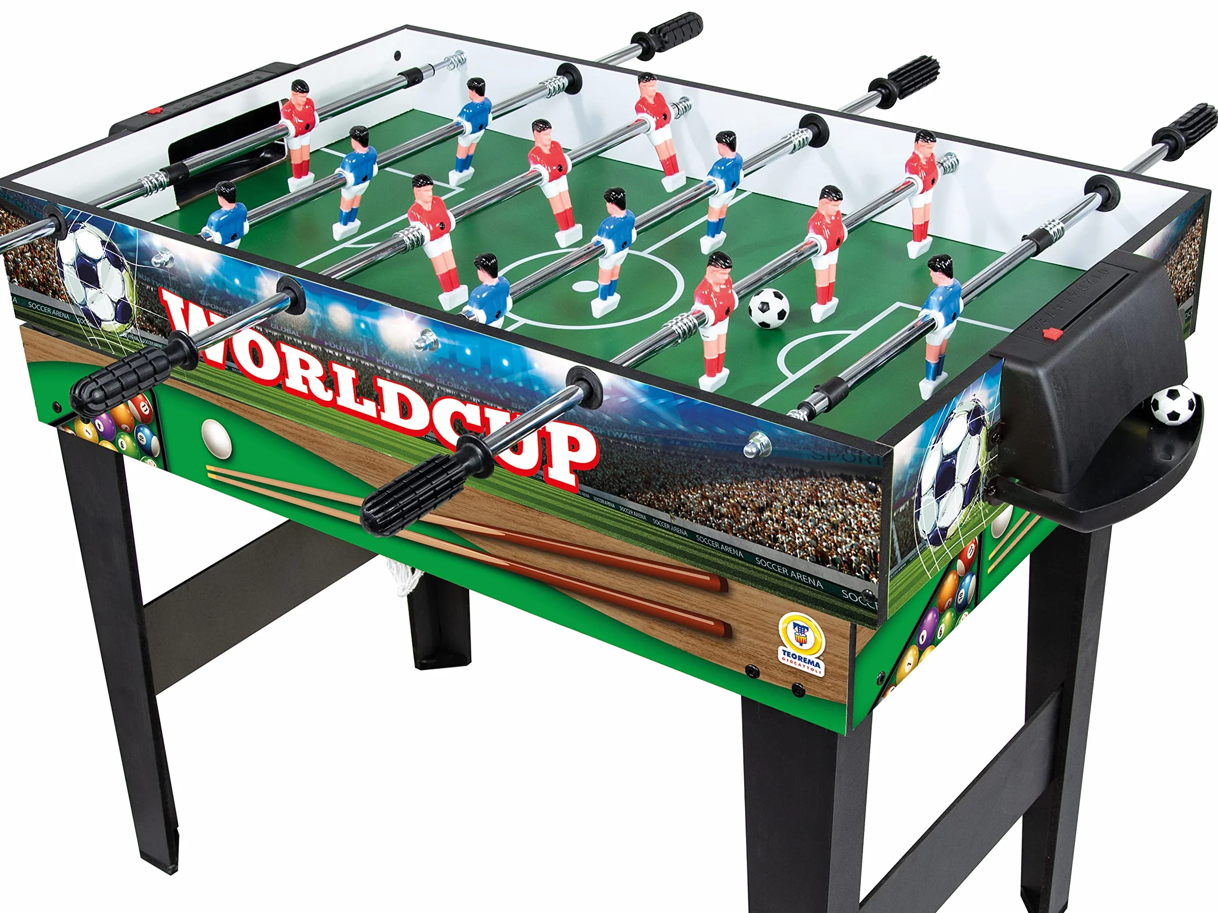 Teorema Giocattoli Tavolo Multigioco 4 in 1 Calcio Balilla Ping Pong Air Hockey Biliardo Legno