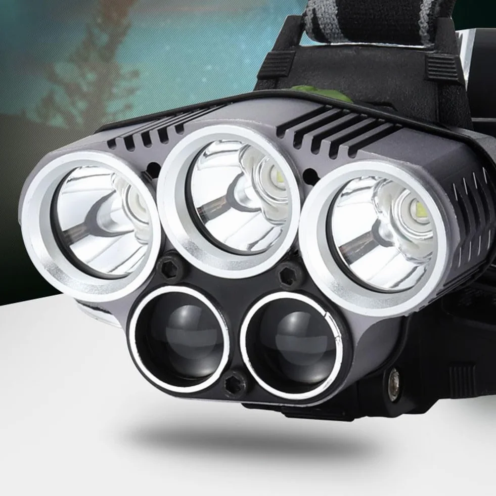 Lampada frontale a LED ricaricabile 4 modalità fascio regolabile 90° per campeggio escursionismo
