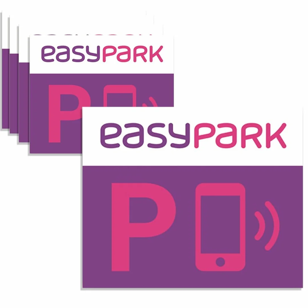 GXGM 5 Adesivi EasyPark in PVC Compatti e Resistenti Perfetti per Chi Usa l’App di Parcheggio Facili da Applicare su Vetro Interno (5x4 Cm)