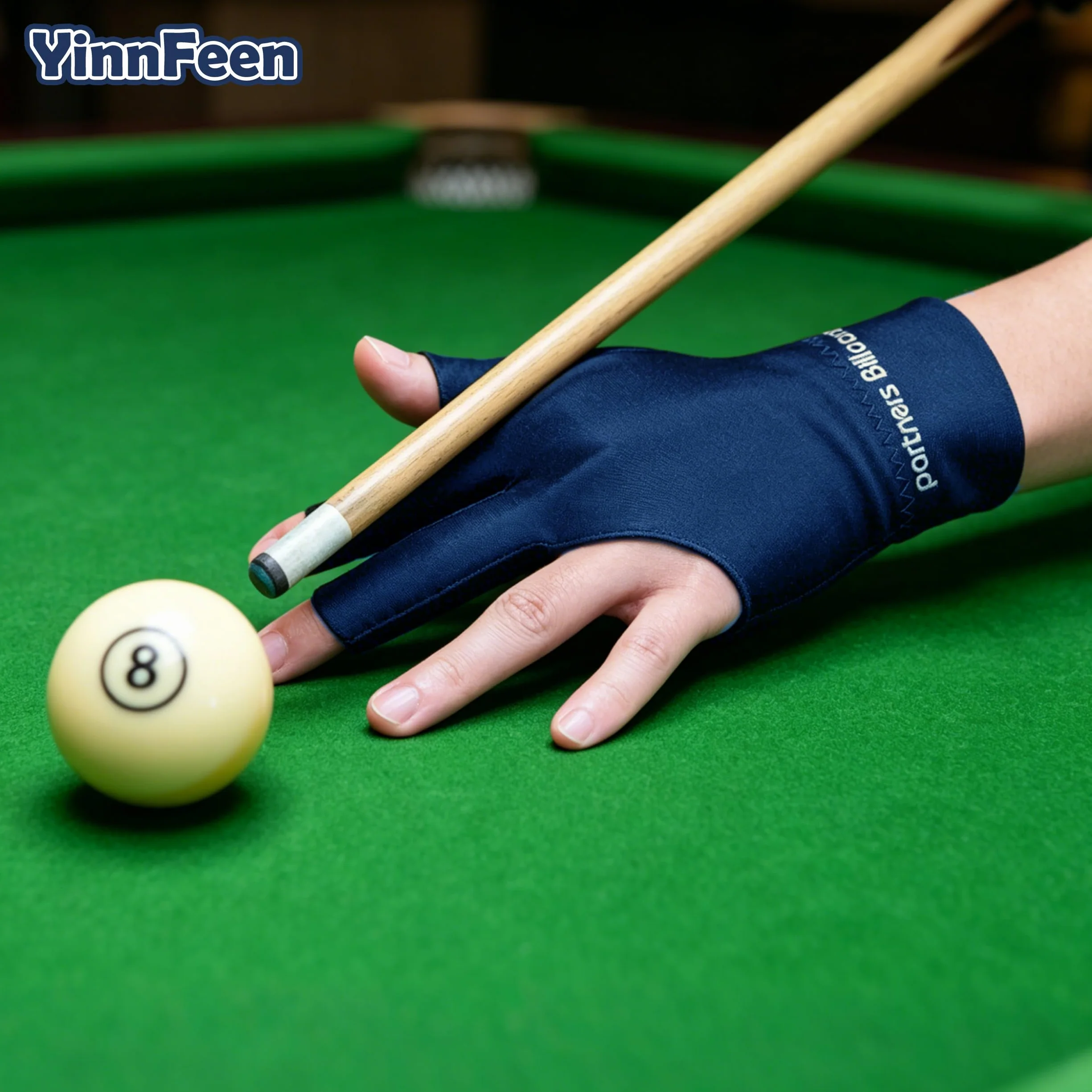 Guanti da Biliardo 3 Dita per Mano Sinistra 6 Pezzi Accessori Snooker Pool Allenamento