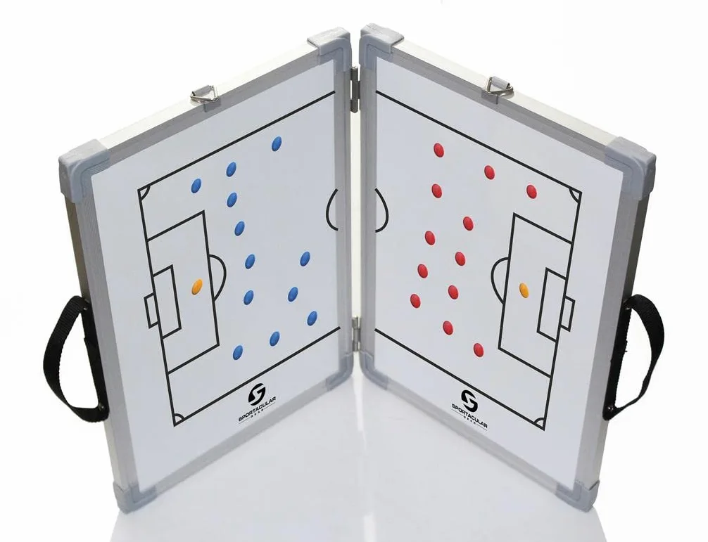 Lavagna tattica pieghevole da calcio, utilizzabile su entrambi i lati, con accessori, telaio in alluminio stabile (60 x 45)