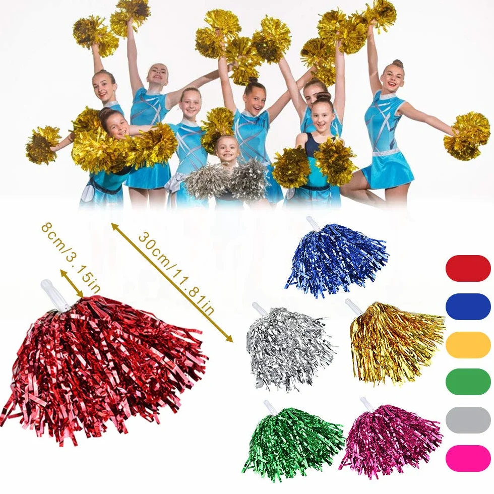 Cheerleading Pom Poms 12 Pz Plastica Cheerleader Anello Pom Pom Mano Fiori per Eventi Sportivi