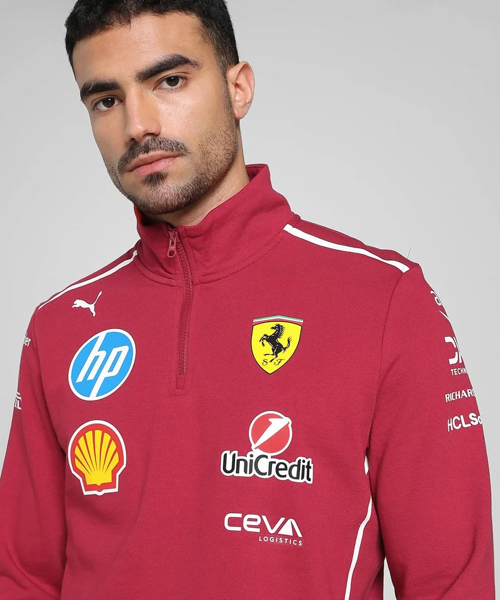 PUMA Scuderia Ferrari F1 Maglione 1/2 Zip Team 2025 Rosso