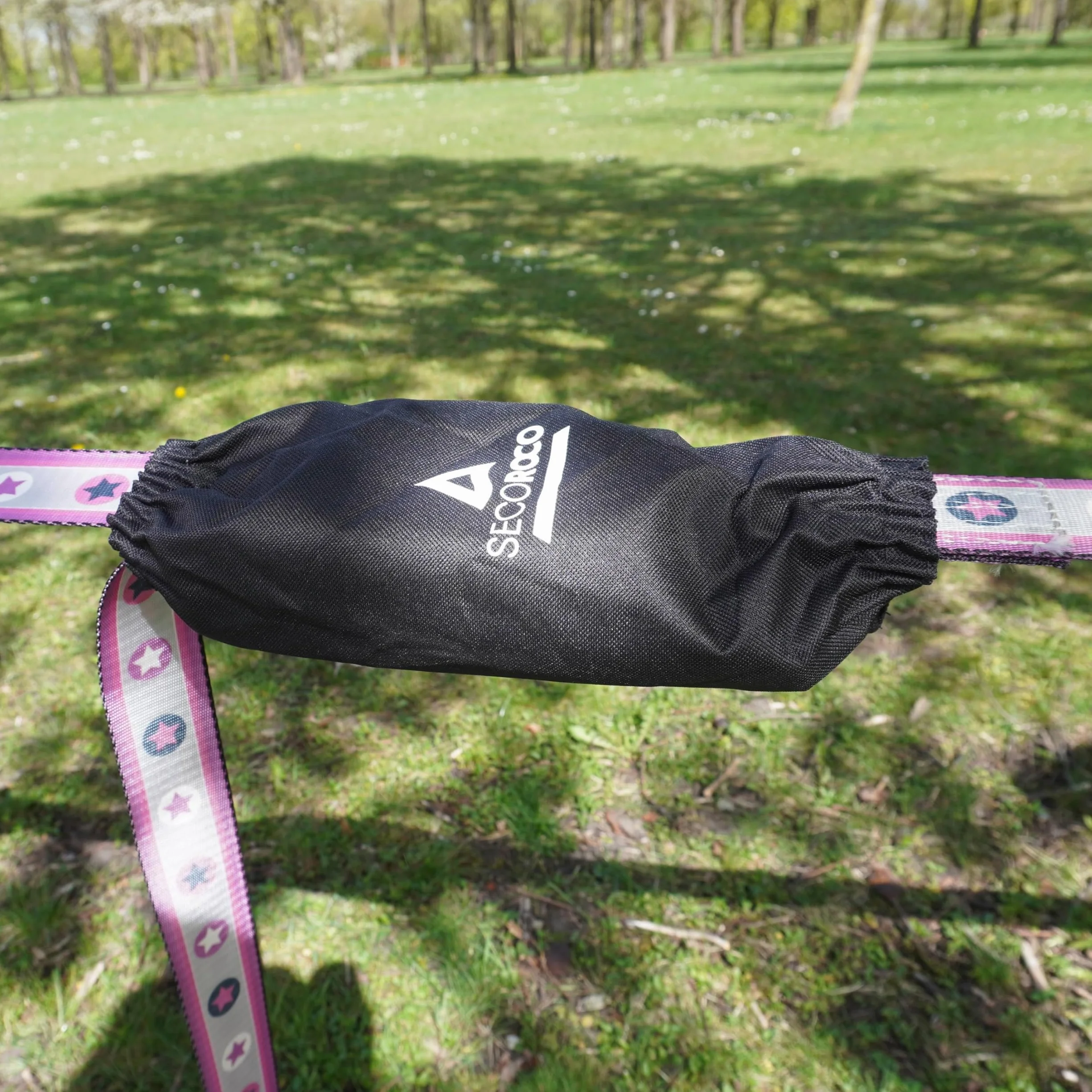 Slackline Set con stelle rosa, lunghezza 15 metri, per bambini e principianti, con corda di supporto e borsa