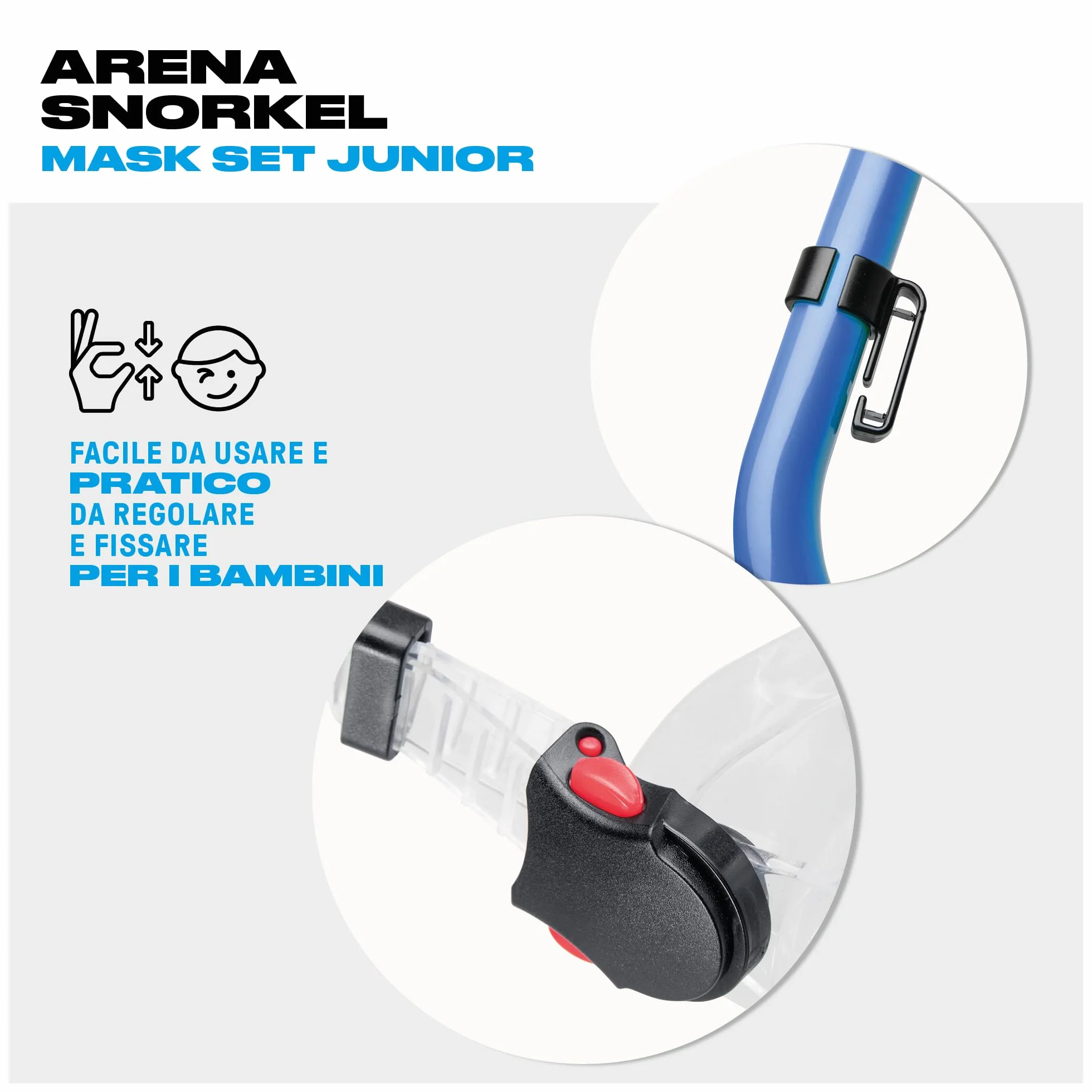 Arena Set Maschera e Boccaglio Bambini Snorkeling con Tecnologia Anti-Infiltrazione, Silicone Ipoallergenico